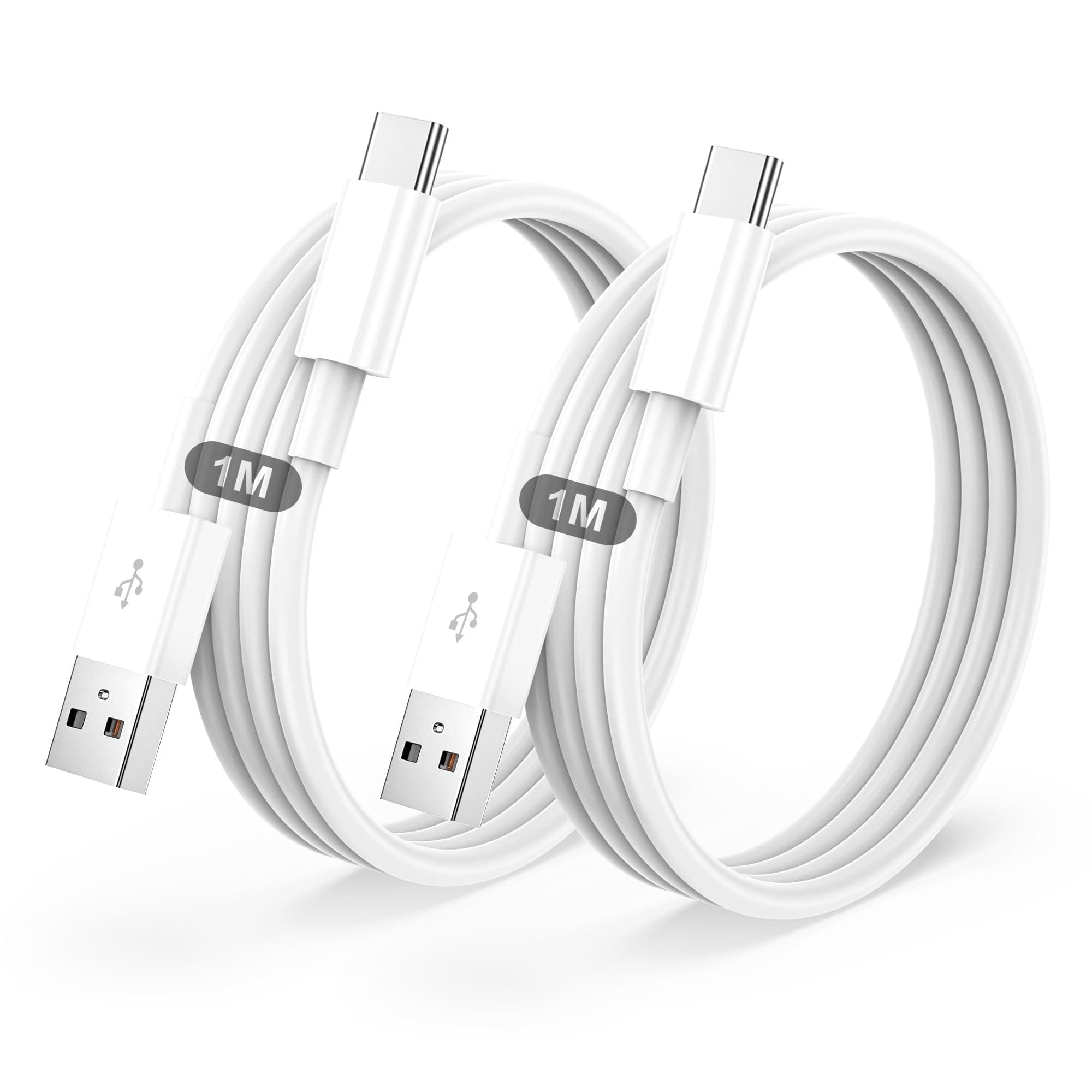 BSTOEM Cable USB C Charge Rapide 3A, Câble USB vers USB C 1M/Lot de 2 | Cable Chargeur Type C pour iPhone 17 16 15 /Air /Plus /Pro Max, pour Samsung Galaxy S22/S21/S20/S10, pour Google Pixel