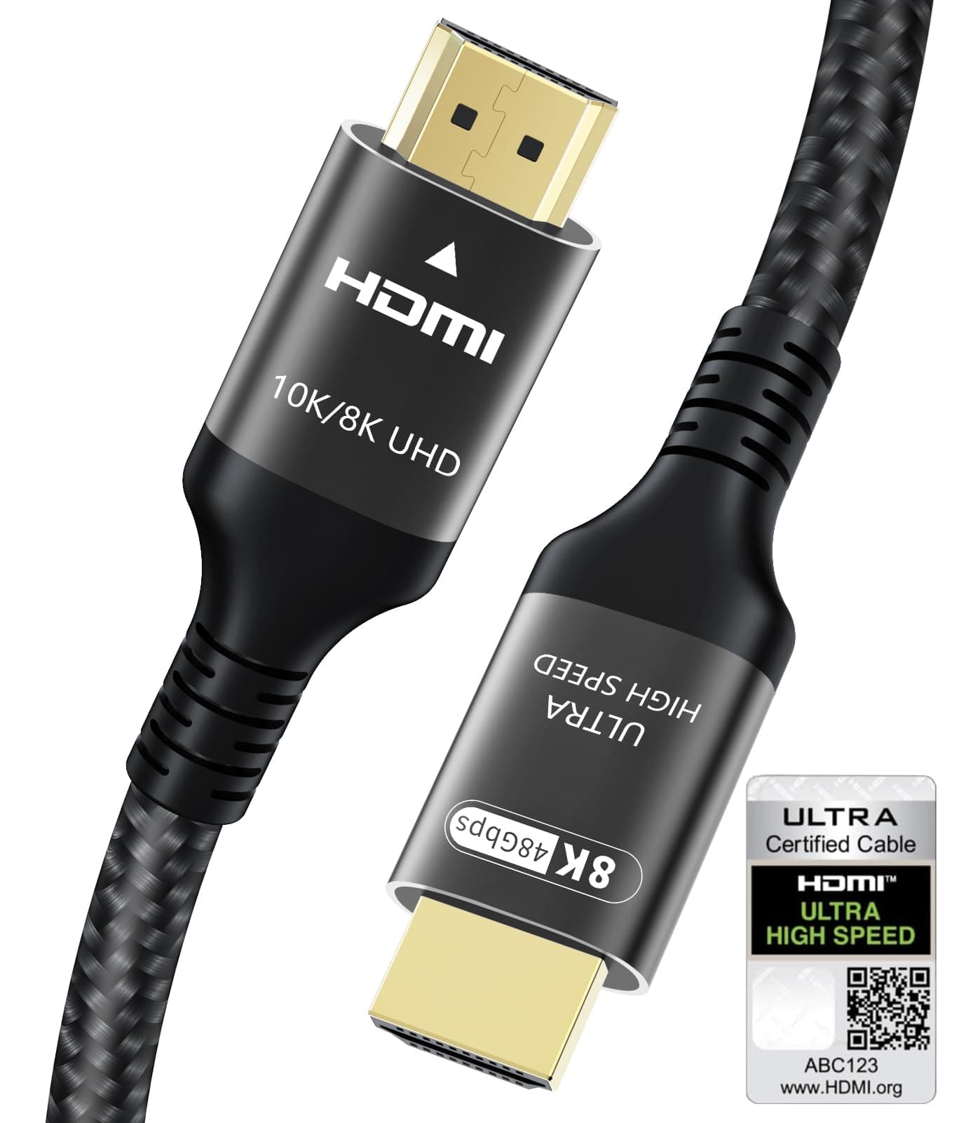 Certifié Câble HDMI 2.1 10K 8K 6M, 48Gbps Câble HDMI Ultra Haut Débit Ethernet CEC 4K 240Hz 200Hz 165Hz 144Hz 120Hz 10K 8K 60Hz ARC eARC Netflix HDCP2.3 HDR10+ PC Laptop RTX5090 TV Écran Projecteur