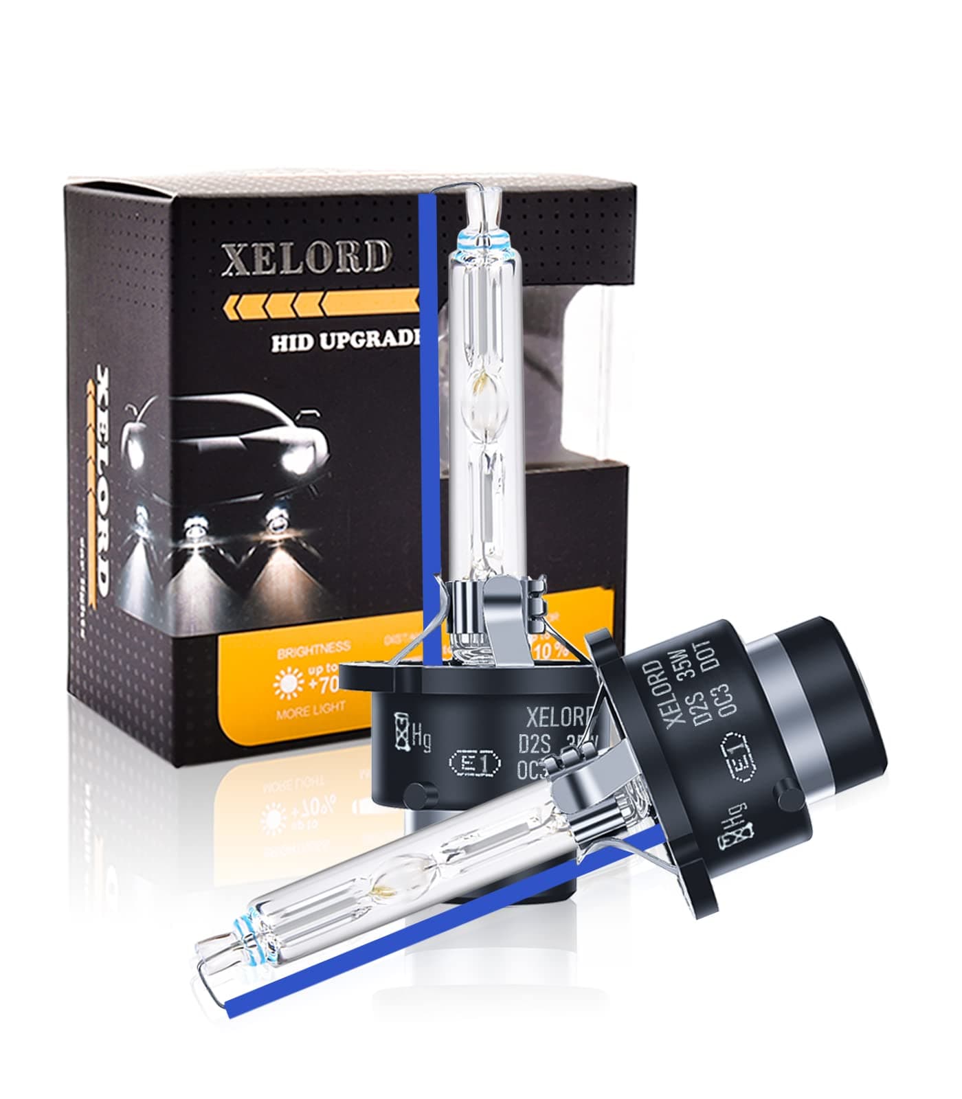 XELORD D2S 8000K Xenón Bombilla 35W Brillo Alto HID Auto Lámpara Faro Delantero,Paquete de 2