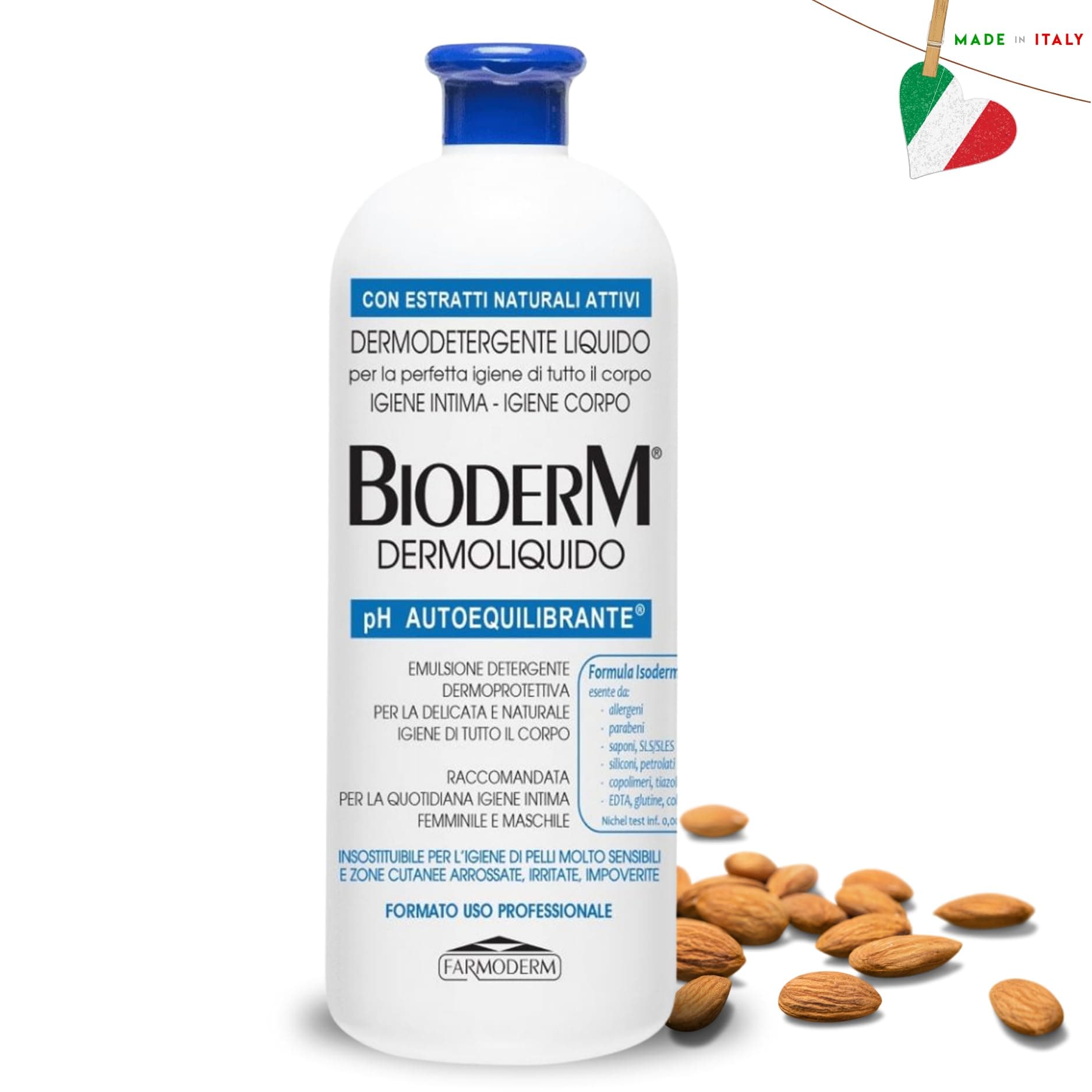 BioDerm Dermoliquido Detergente per Pelli Sensibili e Igiene Intima 1000 ml - Detergente Delicato per Neonato - Dermodetergente per Anziani e Disabili - Assente da Paraffina