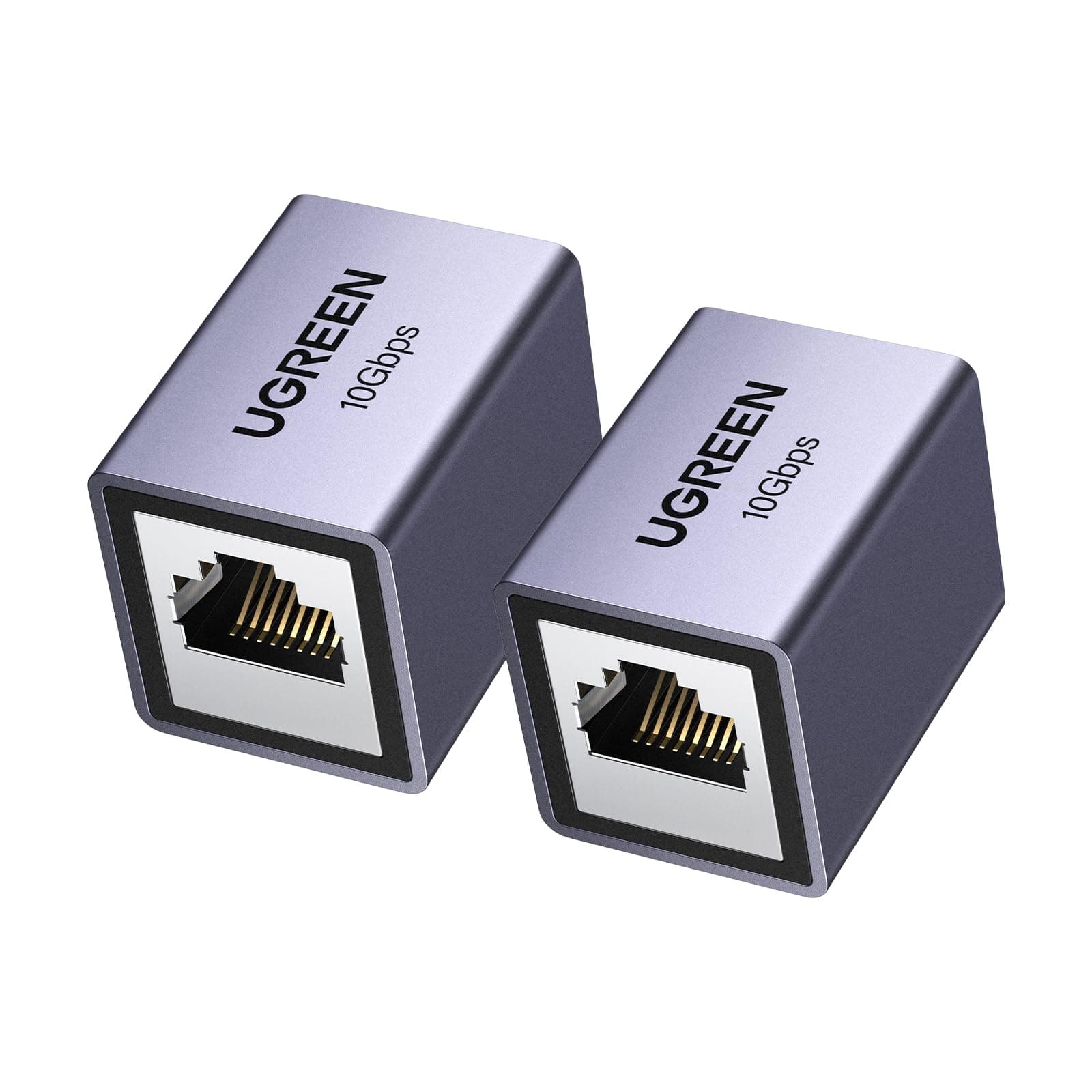 UGREEN LAN Kabel Verlängerung RJ45 Kupplung 10 Gigabit Verbinder Ethernet Netzwerkkabel Cat7/ Cat6/ Cat5e/ Cat5（Grau-2 Stück）