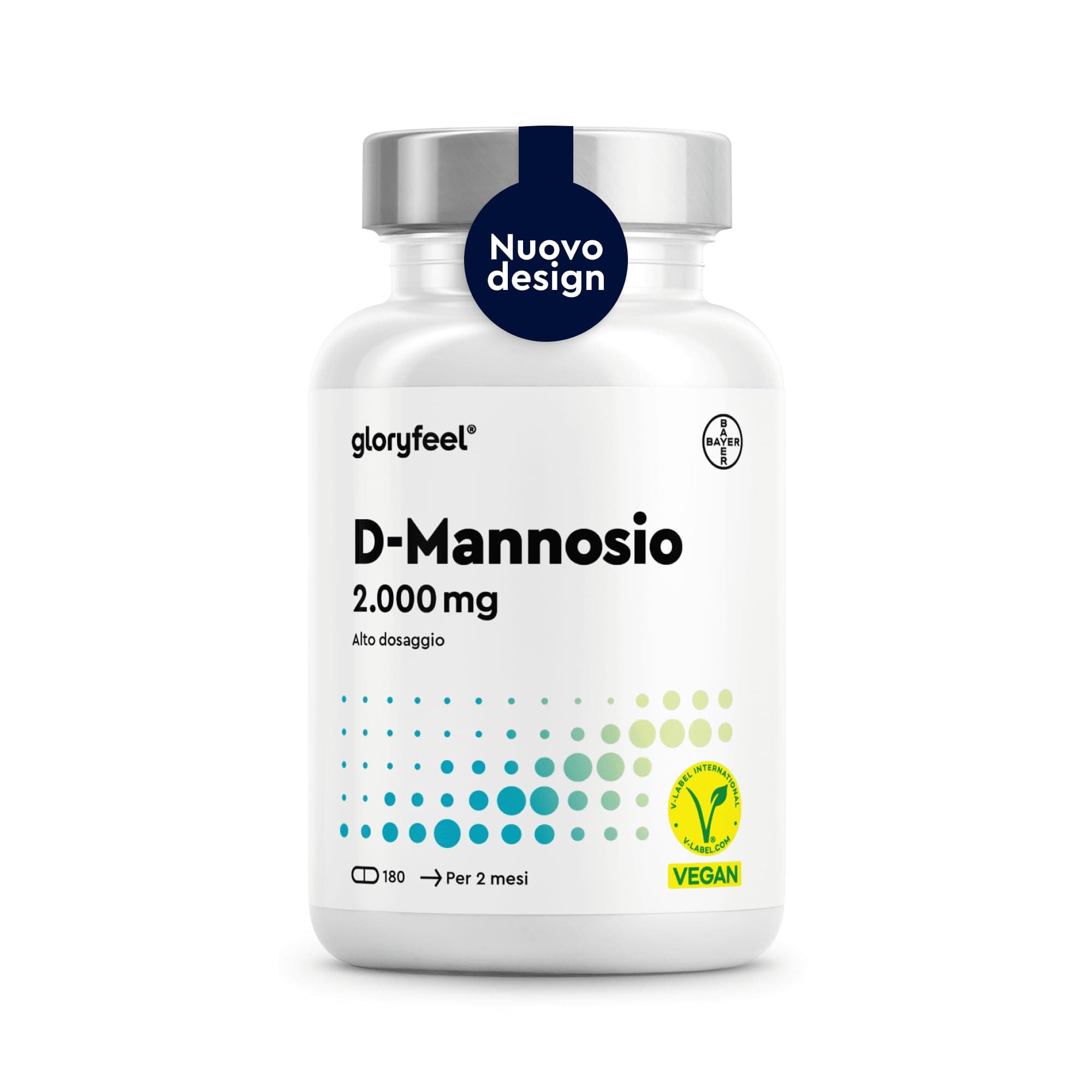 D Mannosio Puro 2000mg, 180 Capsule, Integratore Cistite, 100% Naturale, Integratore di prima Qualità per Benessere e Supporto Vie Urinarie, 100% Vegan, senza Additivi