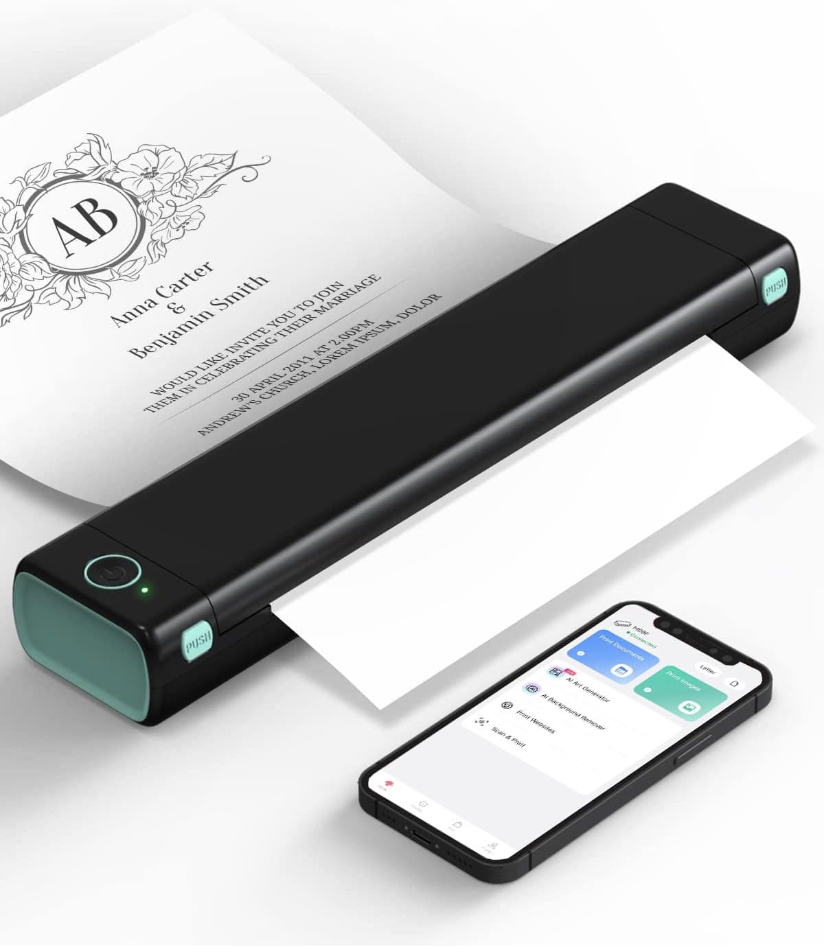 Phomemo M08F Stampante Termica Portatile A4, Stampante + 10PCS Carta | Senza Inchiostro Con Batteria Integrata. Compatibile Con Smartphone E Pc Per Contratti E Documenti In Mobilità