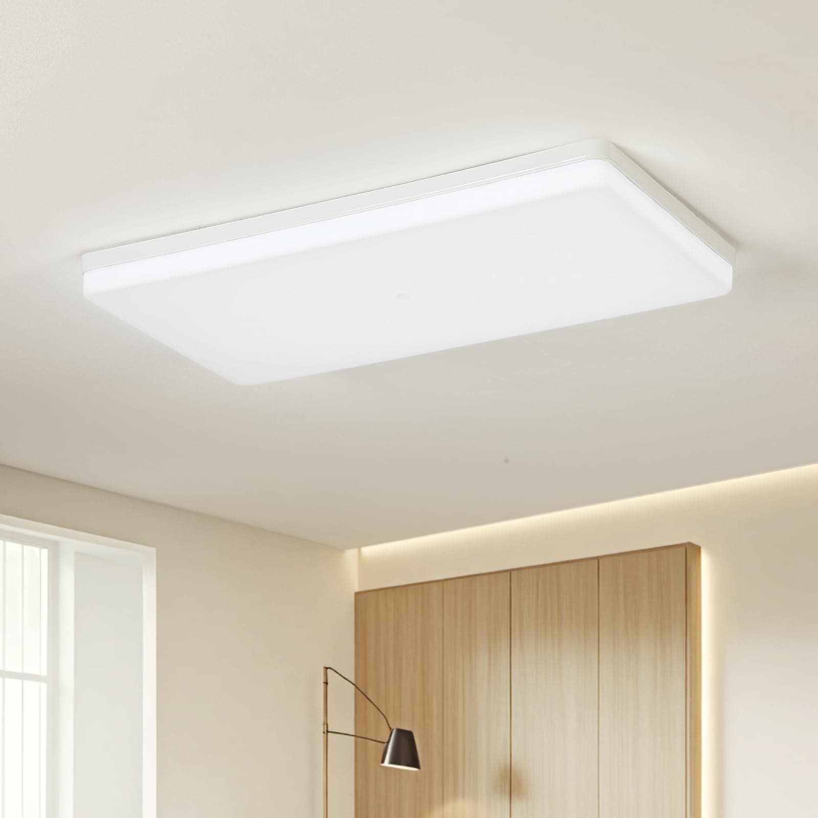 EASY EAGLE Plafon LED Techo, 50x25CM Superficie Panel Led Rectangular 4000K, 50W Lámpara de Techo Moderna, Luz LED Techo Para Oficina Dormitorio Salon Cocina Comedor Balcón, 6800LM