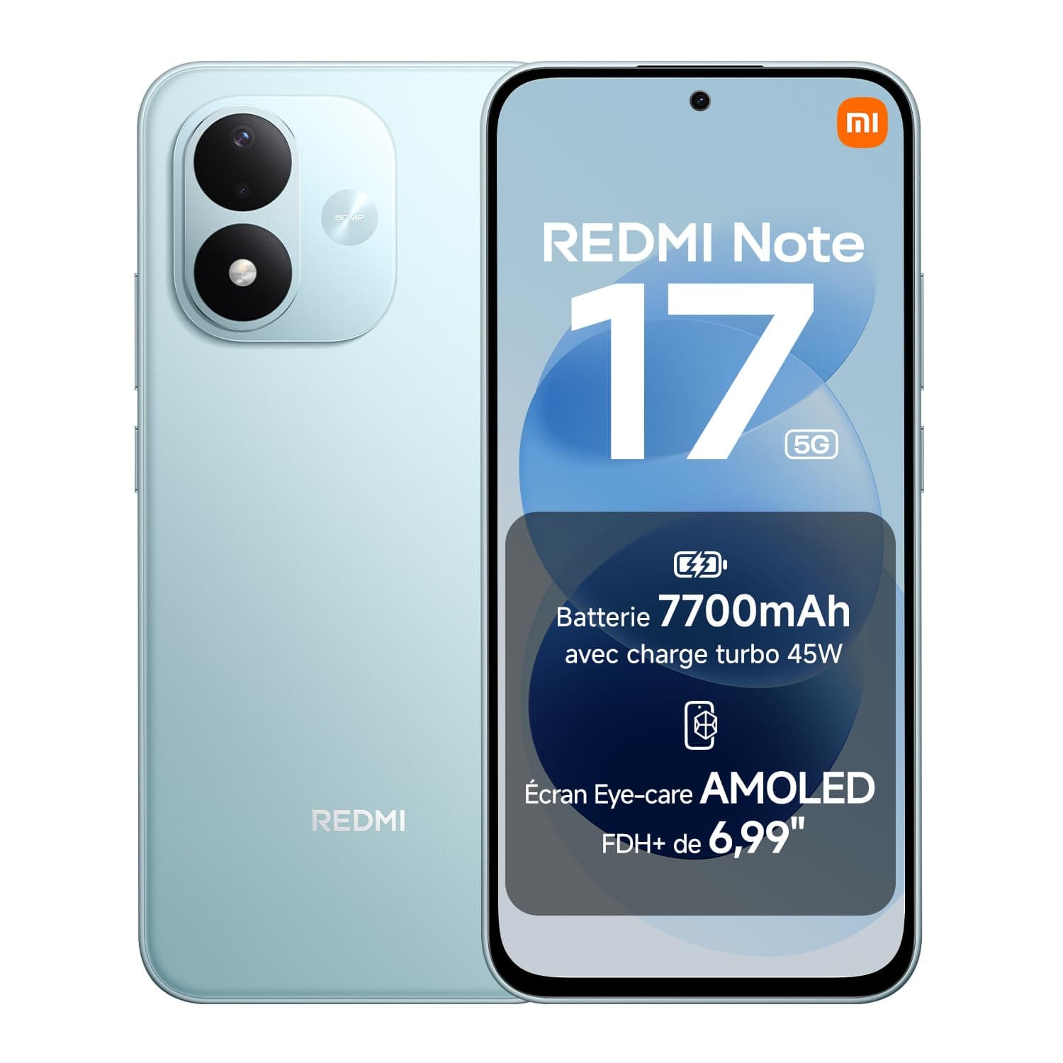 Xiaomi REDMI Note 17 5G, Smartphone 6+256 Go, Bleu, Batterie 7700 mAh | Snapdragon 4 Gen 4, charge 45 W, écran AMOLED 6,99″ FHD+ protégé, HyperOS, IP65, photo 50 MP