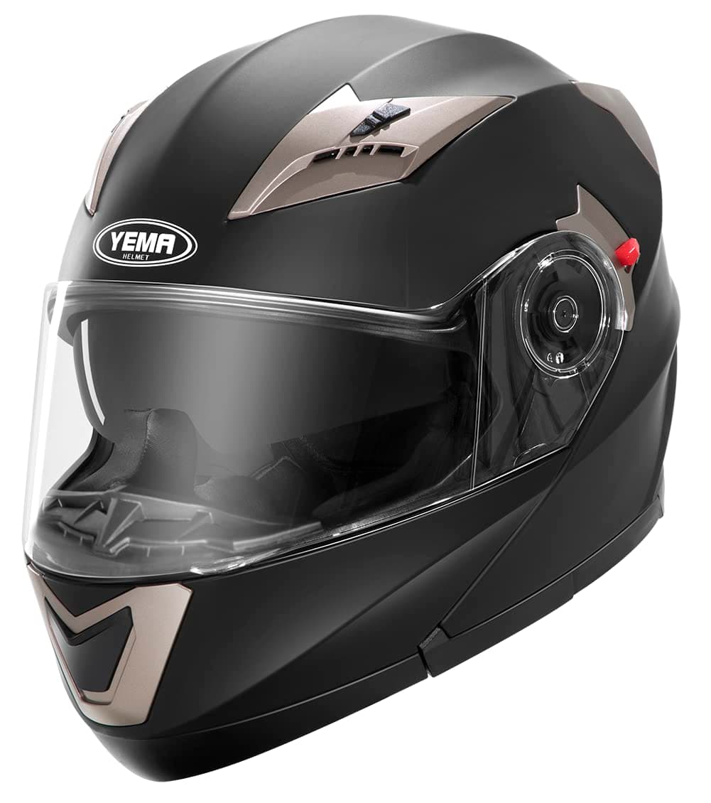 Casco Moto Modular ECE Homologado - YEMA YM-925 Casco de Moto Integral Scooter para Mujer Hombre Adultos con Doble Visera