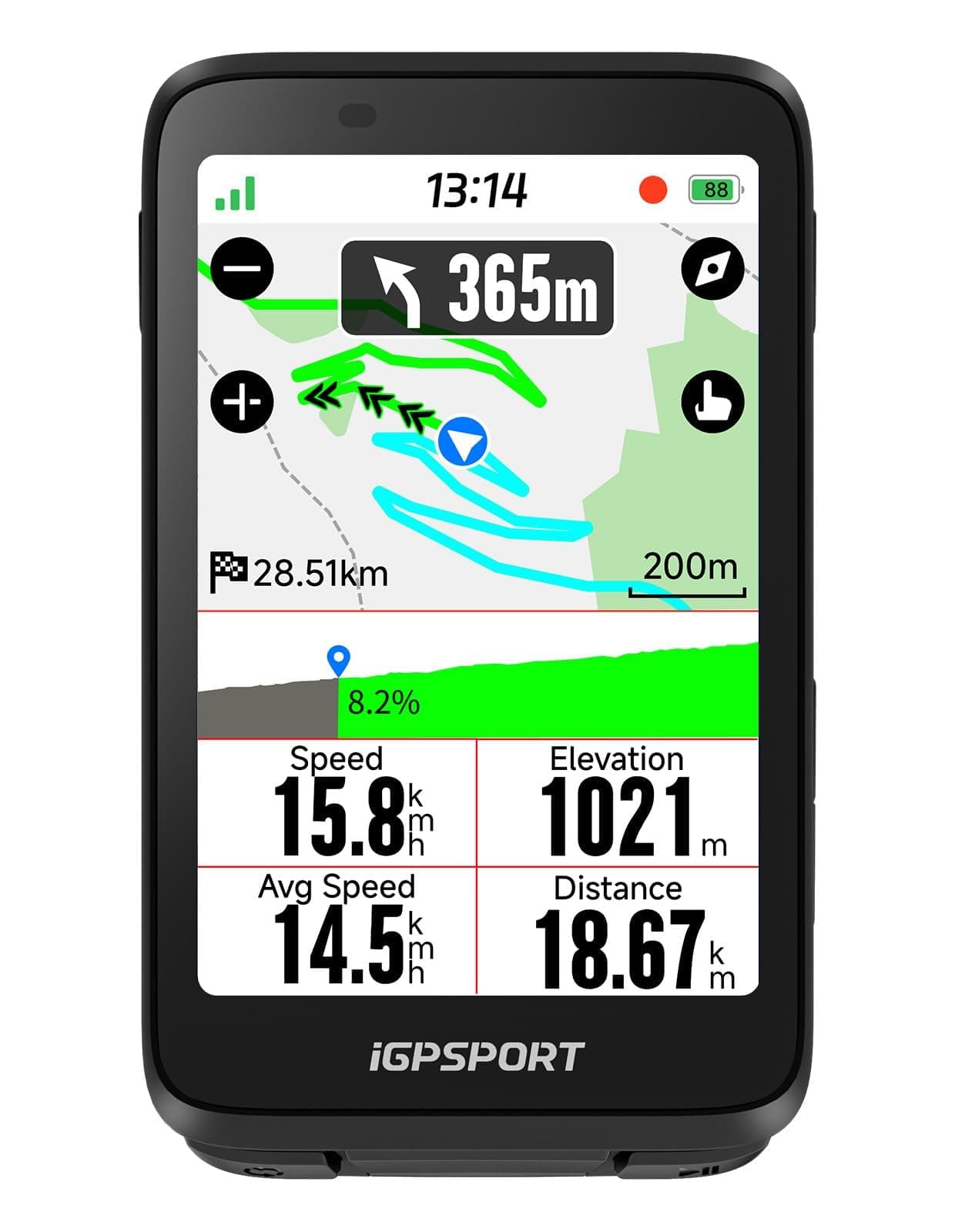 iGPSPORT BiNavi Compteur Velo sans Fil, 3,5" Tactile Fonction VO2, d'Analyse d'Entraînement, Enregistrement Continu, Détection de Mouvement, Commande Musicale et Caméra d'action, iClimb Pro, 35H