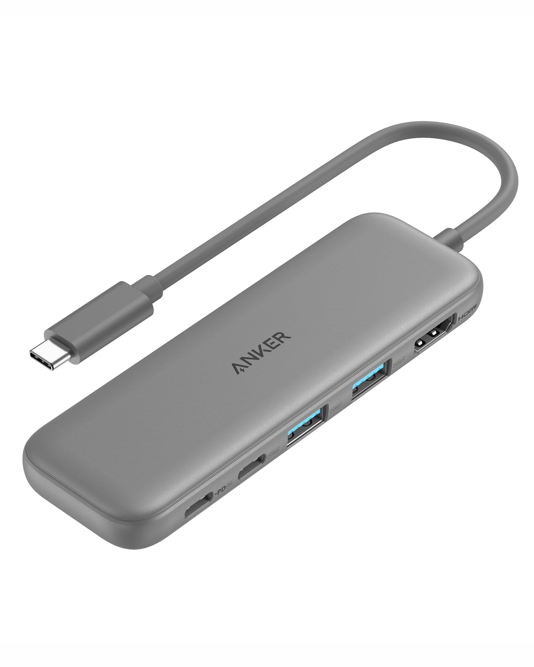Anker USB C Hub, 332 USB-C Hub (5-in-1) mit 4K HDMI Display, 5Gbps Datenanschluss und 2 USB-A Ports für MacBook Pro, Air, Dell XPS, Lenovo Thinkpad, HP Laptops Mehr