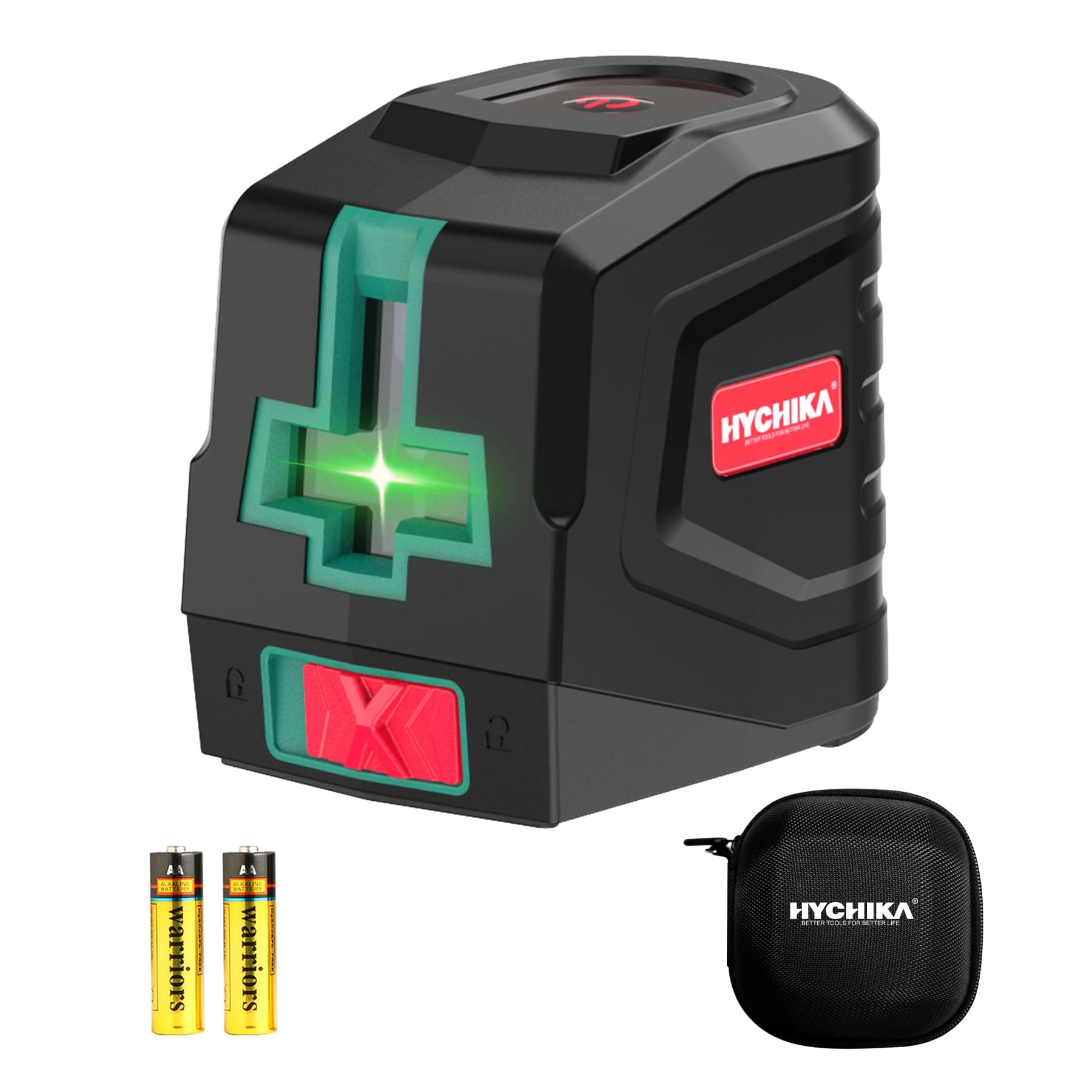 HYCHIKA Livella Laser Autolivellante, Livello Laser Verde con 2 Batterie AA e Borsa Portatile, per Decorazioni Domestiche, DIY