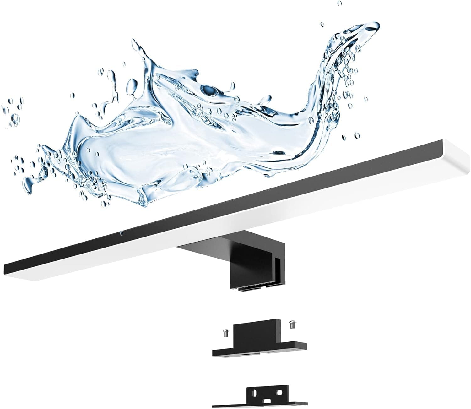 Aogled Lampada da Specchio LED Luce Bagno 40cm 10W 230V 4000K 820LM,Mobili Cornice Armadio Trucco Applique,Senza Sfarfallio,Non Dimmerabile Bianco Neutro Illuminazione Parete Nera Impermeabile