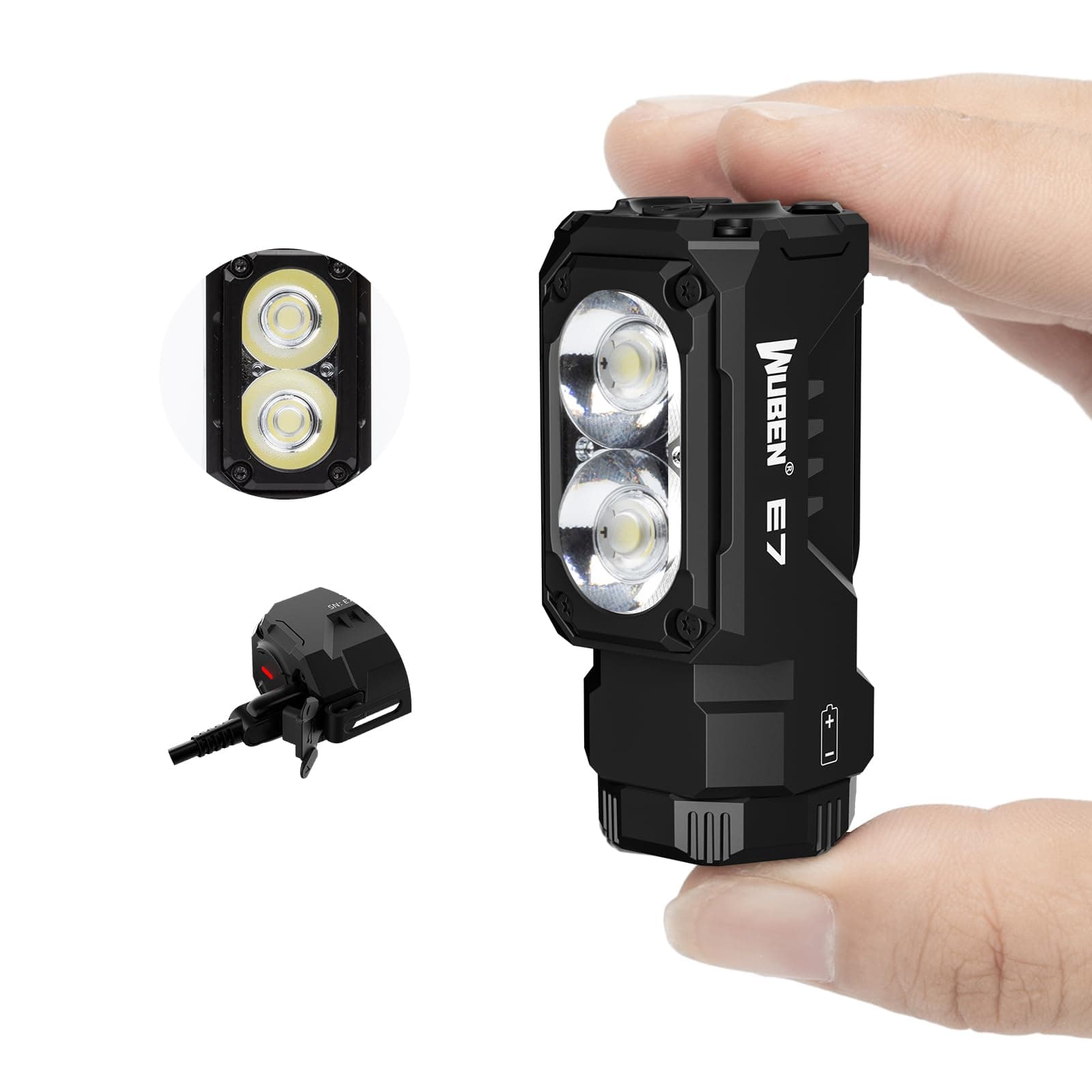 WUBEN E7 1800 lúmenes Mini linterna recargable de con imán - Linterna EDC súper brillante de 6 modos, LED recargable tipo C; Linterna de bolsillo IP68 para uso con faros, rescate y acampada