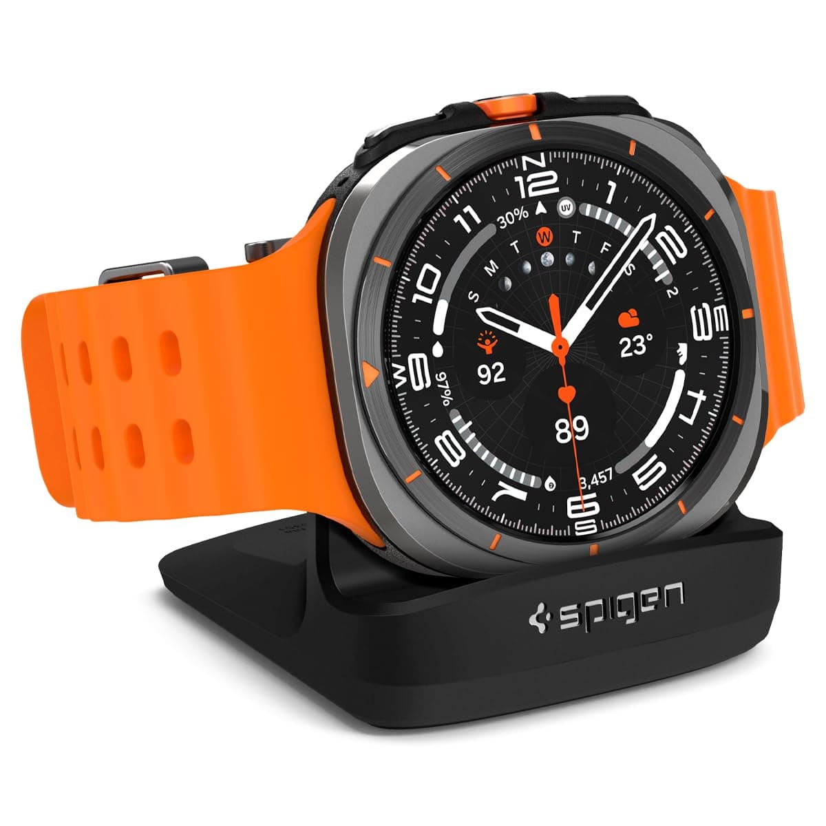 Spigen S353 Smartwatch Ladestation Ständer Dockingstation Kompatibel mit Galaxy Watch 8 Classic 46mm (2025) | 8 40/44mm (2025) | 7 40/44mm (2024) | 6/6 Classic (2023) | 5/5 Pro (2022) - Schwarz