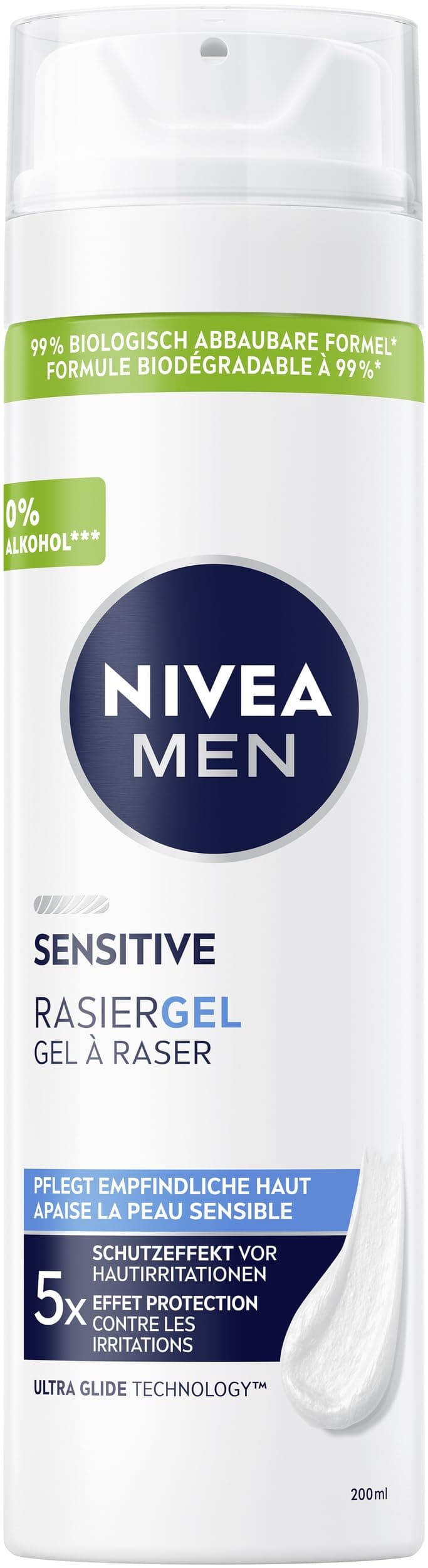 NIVEA MEN Sensitive Rasiergel für Männer, Rasiergel mit Kamille, Vitamin E & Provitamin B5 für eine sanfte Rasur, schützende Formel gegen Hautirritationen (100 ml)