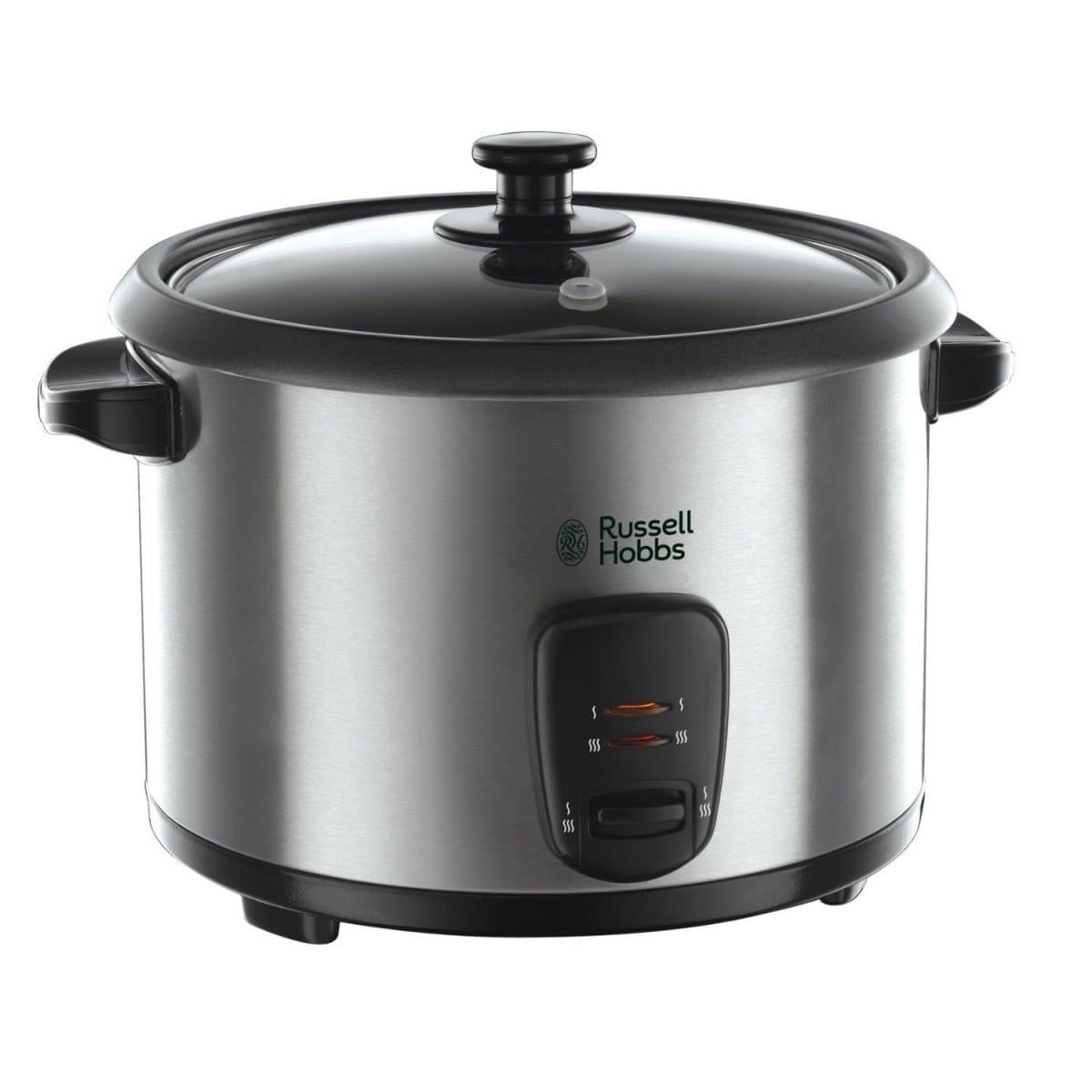 Russell Hobbs Cuiseur de Riz [Grande Capacité] Inox (1,8L, 10 portions, cuillère à riz & Dosette incl., Arrêt & Maintien au Chaud Auto,Idéal aussi pour légumes/poisson etc.,Bol antiadhésif) 19750-56