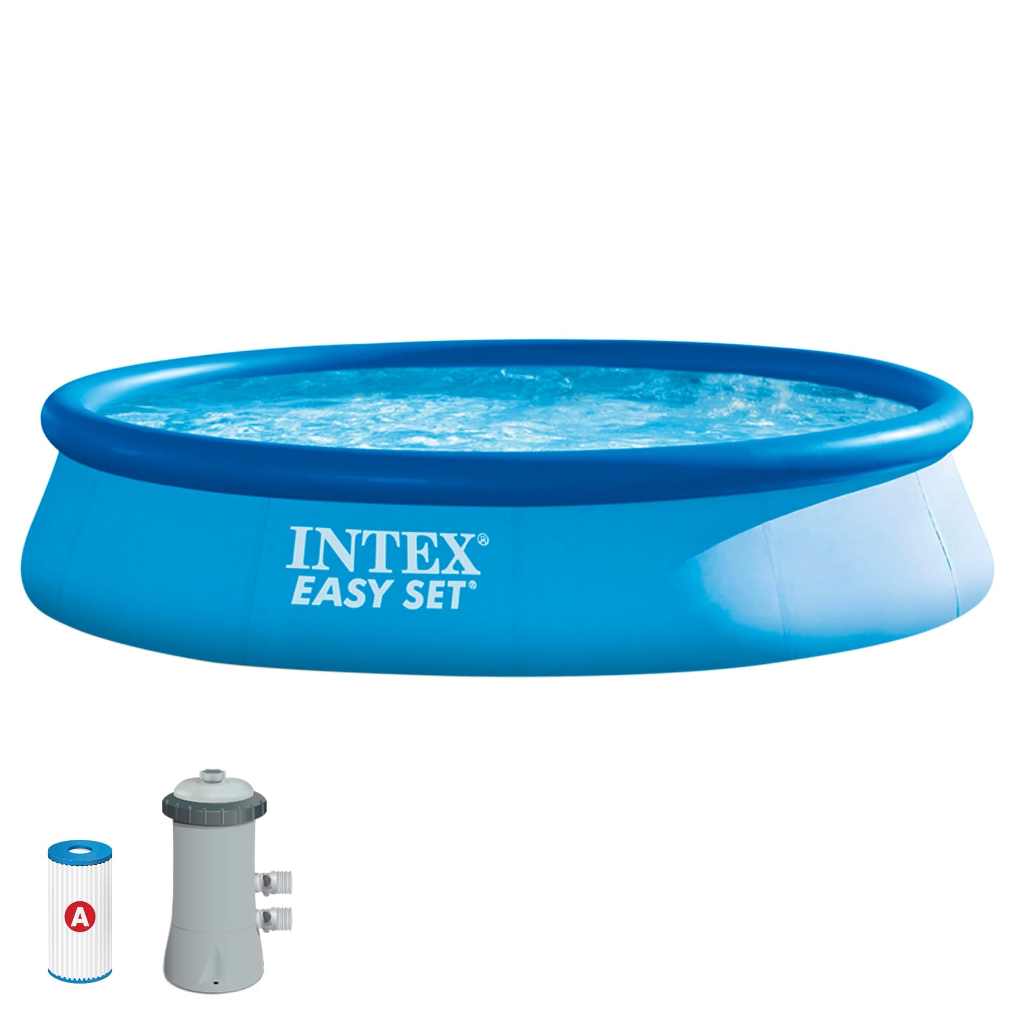 Intex - 28142NP - Kit Piscine Easy Set Autoportante (ø) 3,96 x (h) 0,84m avec Epurateur à Cartouche 1,7m3/h
