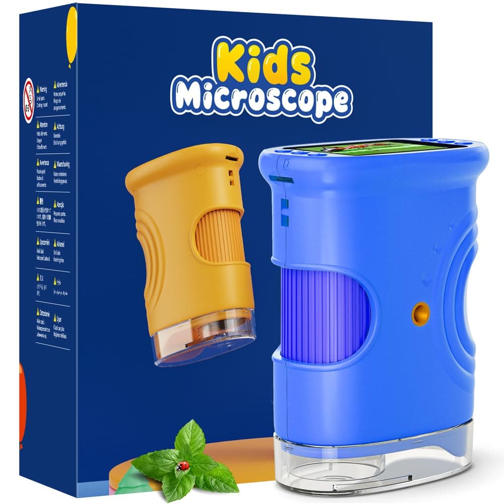 Microscope Numérique pour Enfants 1000X, Temodu 2.0 Pouces Microscope Enfant, 8 Lumières LED, Sciences de Plein air pour Les 3 Ans et Plus (382-Blue)