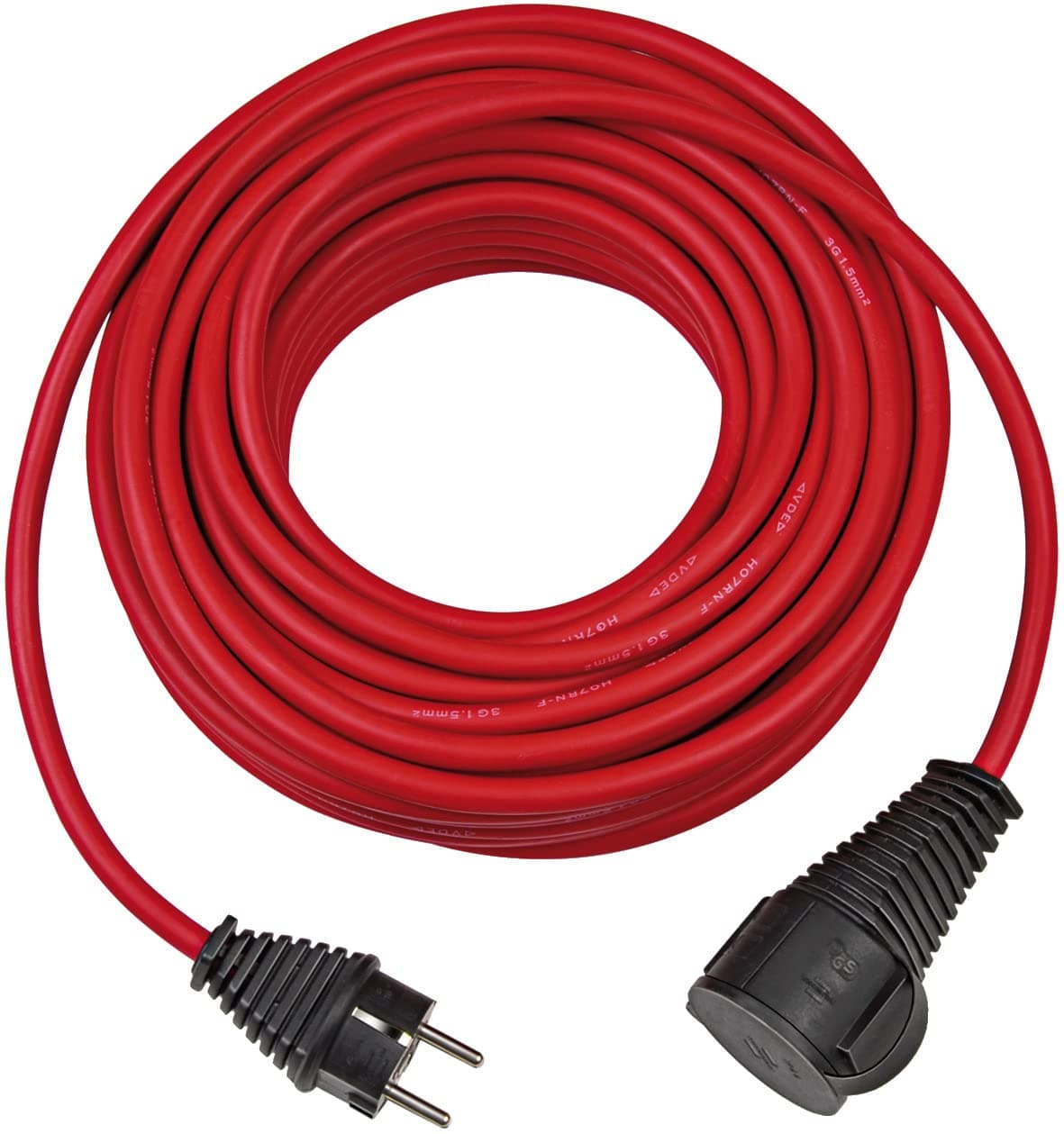 Brennenstuhl Baustellen-Verlängerungskabel (Outdoor-Verlängerungskabel mit 25m Kabel in rot, ölbeständig, für den ständigen Einsatz im Außenbereich IP44)