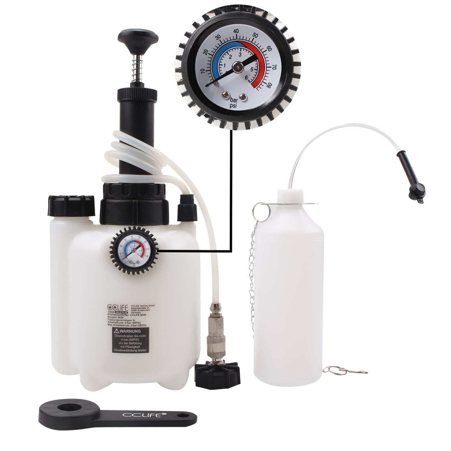 CCLIFE Spurgo Freni Manuale 3L Kit Cambio Liquido Freni e Frizione con Adattatore Universale E20