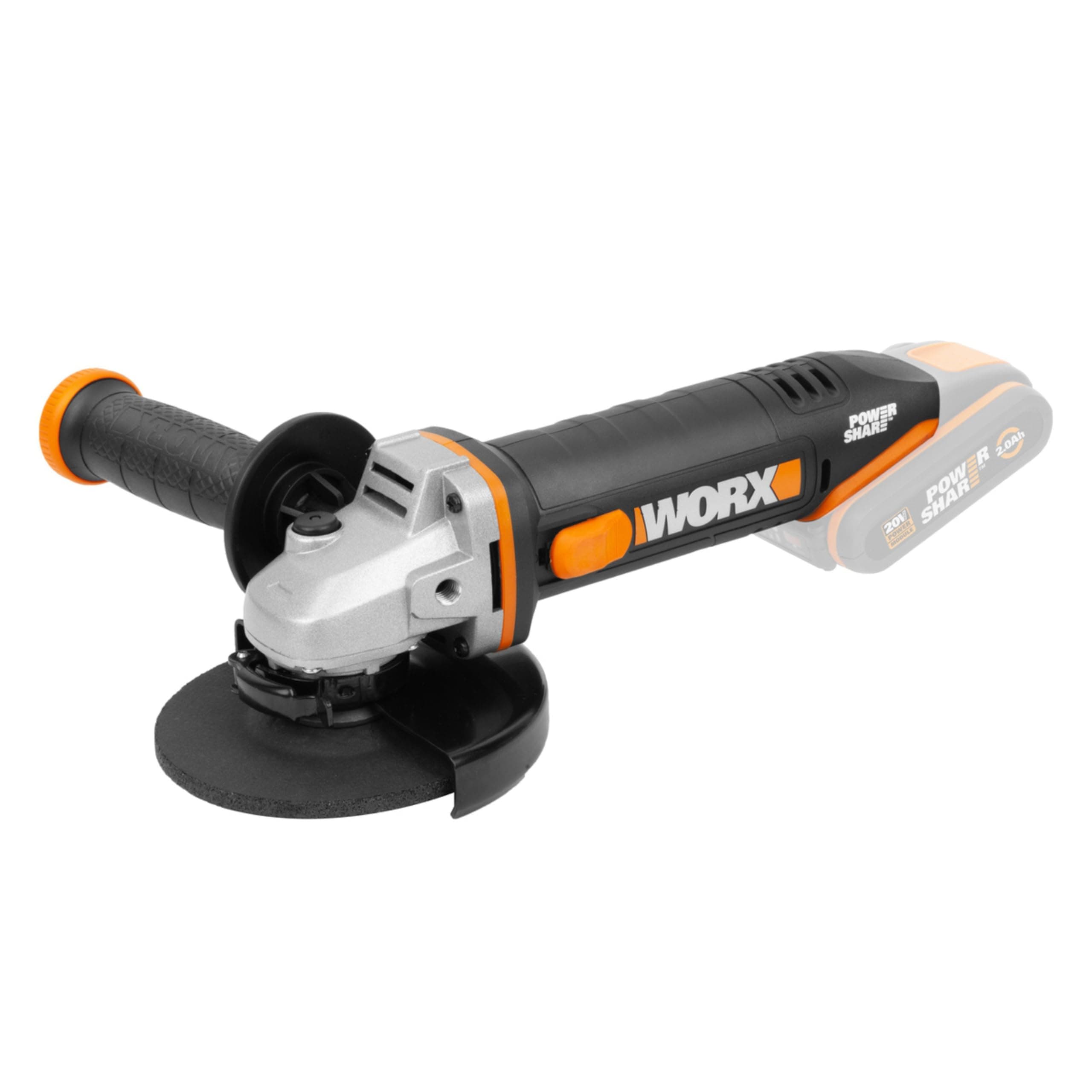 WORX Meuleuse d'Angle sans Fil 20V WX803.9, Disque 125 mm, Multimatériaux, Légère et Ergonomique, Poignée Auxiliaire, Sans Batterie ni Chargeur