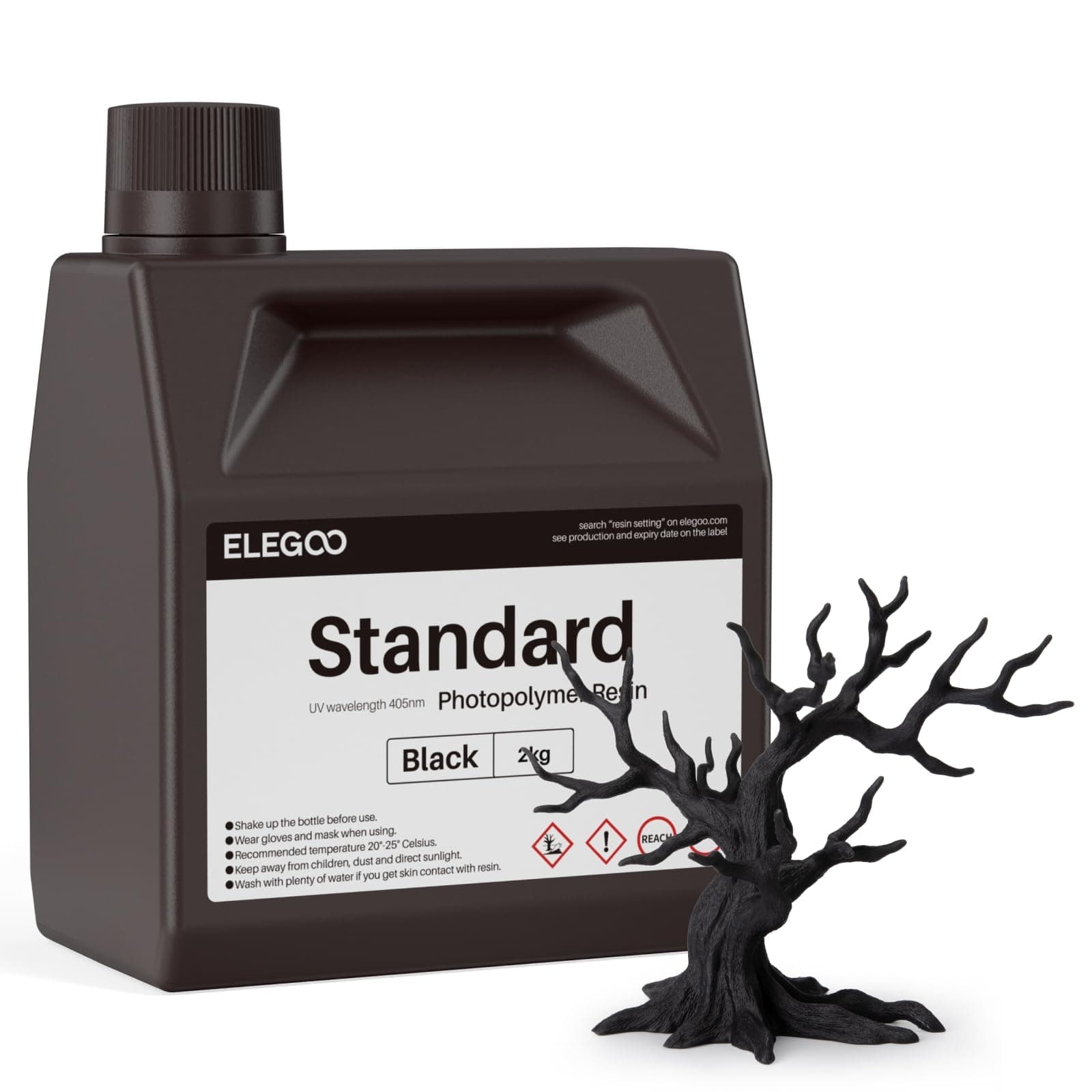 ELEGOO Résine Imprimante 3D LCD Résine Standard à Photopolymérisation UV de 405 nm Résine Photopolymère Rapide pour Impression 3D Noir 2000g