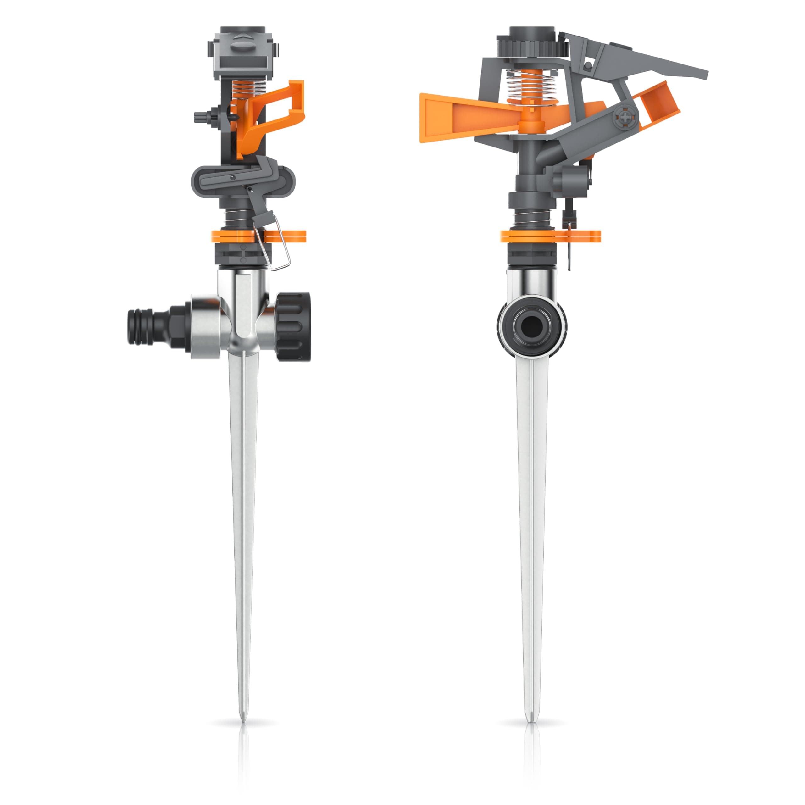 Brandson - Impulsregner 3/4 Zoll - Gartensprinkler Rasensprenger - Kreis- und Sektorenregner - Rasensprenger mit Pulsation – rotierend – mit Schnellkupplung – große Flächen