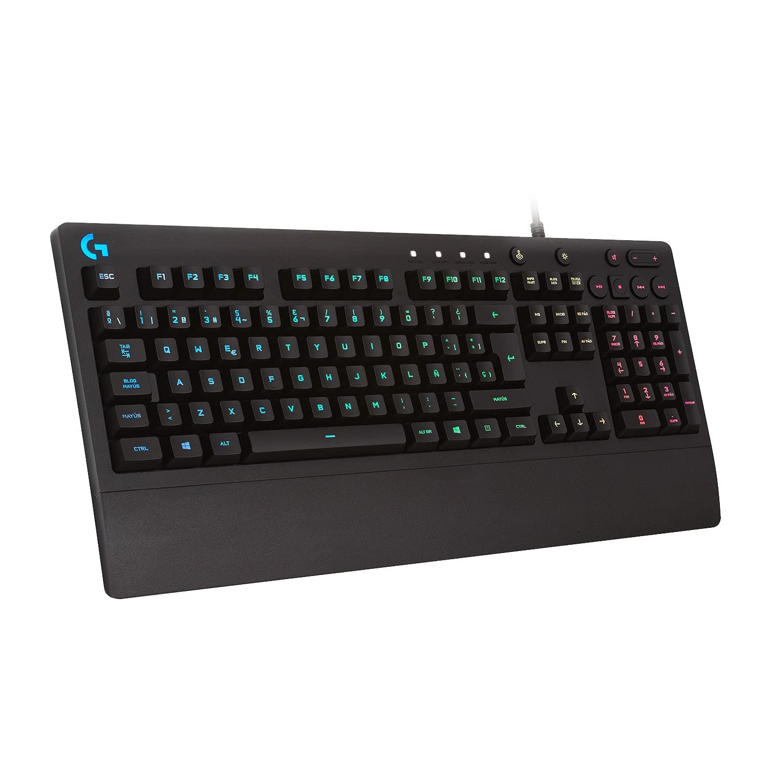 Logitech G G213 Prodigy Teclado Gaming, RGB LIGHTSYNC, Teclas retroiluminadas, Resistente a Salpicaduras, Teclas Personalizables, Controles Multimedia Dedicados, Disposición QWERTY ES - Negro