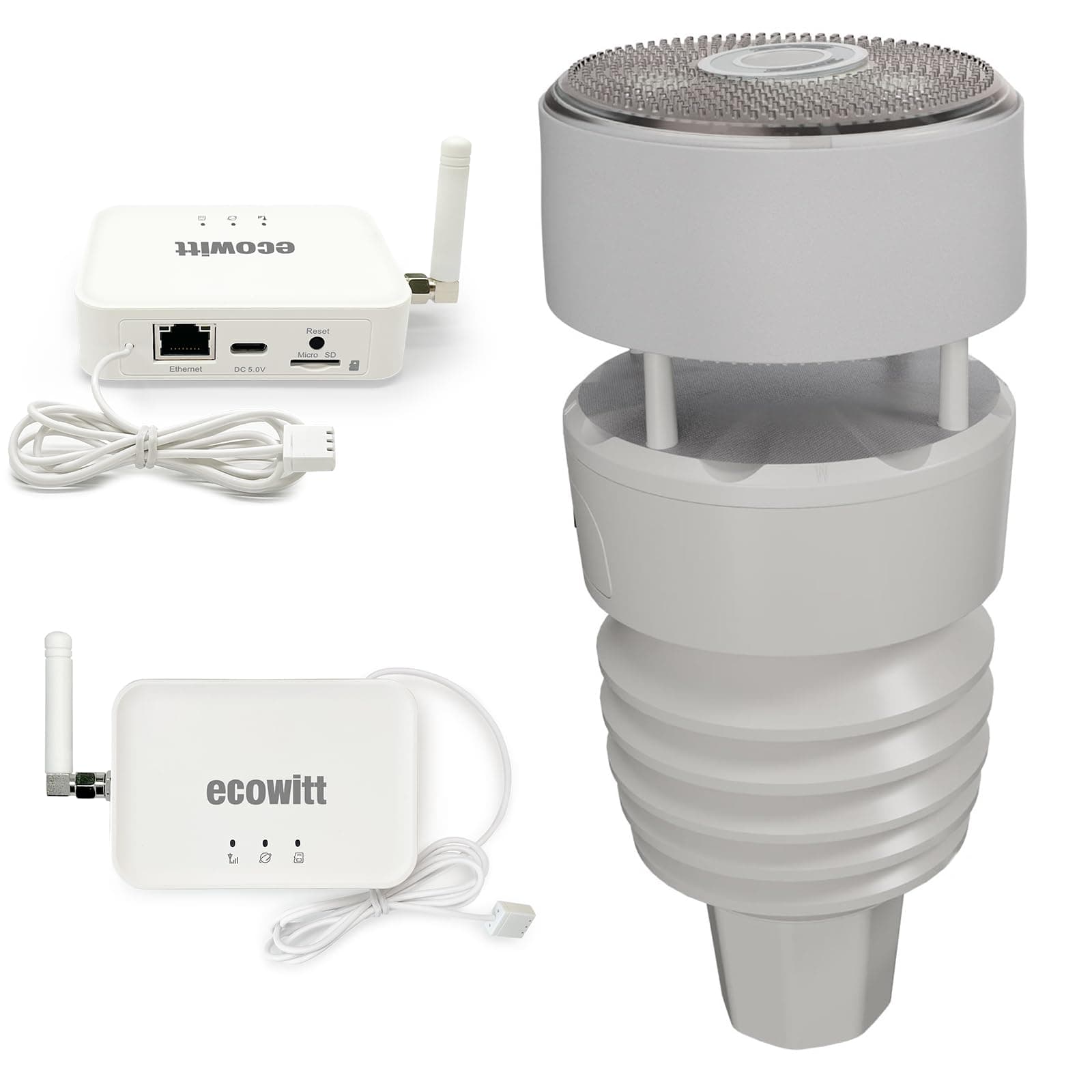 ECOWITT GW3001 Stazione meteo, stazione meteorologica wireless da giardino 7 in 1 con sensore esterno WS90 con gateway hub WiFi/cablato 3 in 1 GW3000 con porta per scheda SD, Weather Assistant 868 MHz