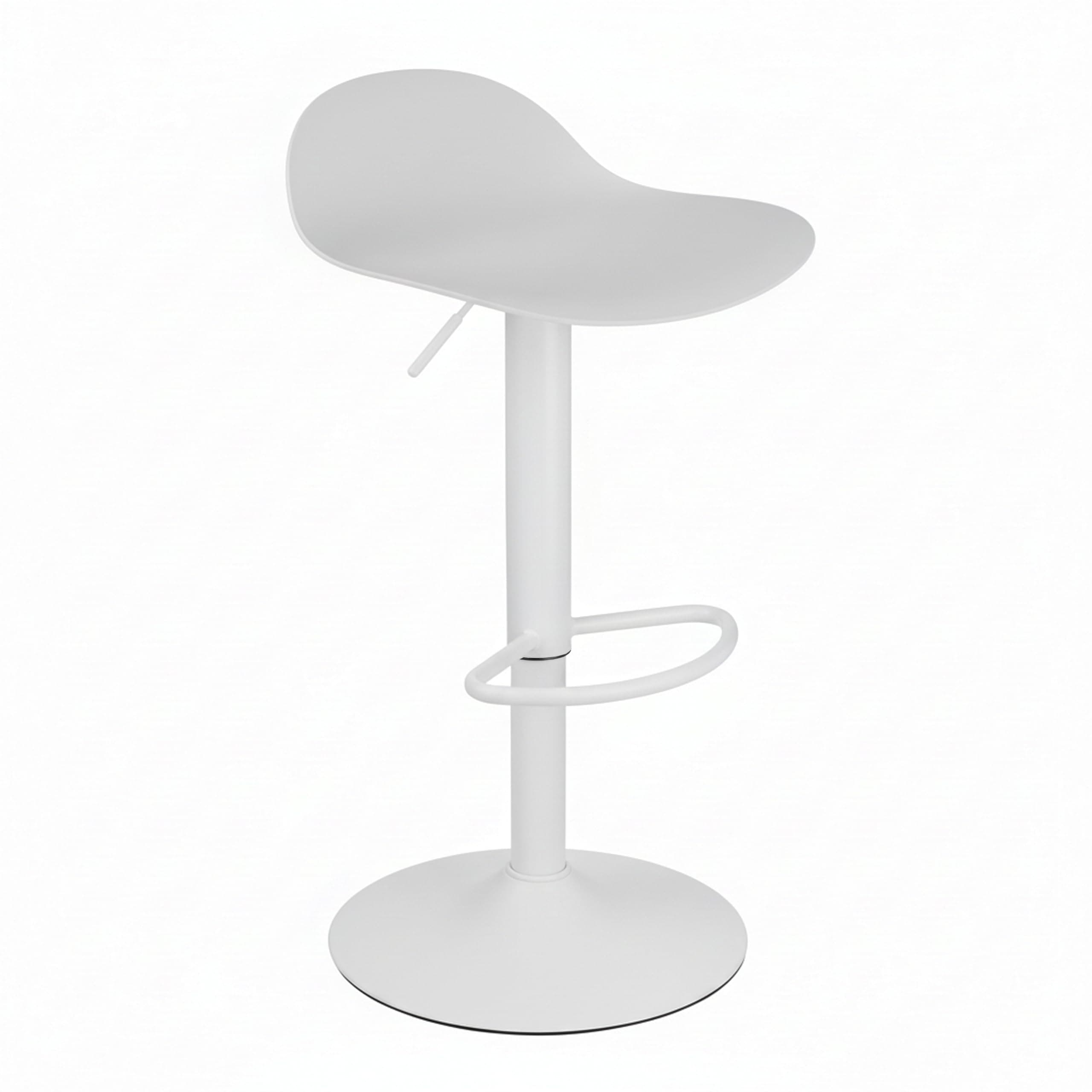 Baroni Home Sgabello Girevole con Altezza Regolabile, Fondo Antigraffio e Poggia Piedi, Per Cucina, Ristorante e Bar, Leggero e Montaggio Facile, 40x40x64-86 cm, 1 Pezzo, Bianco