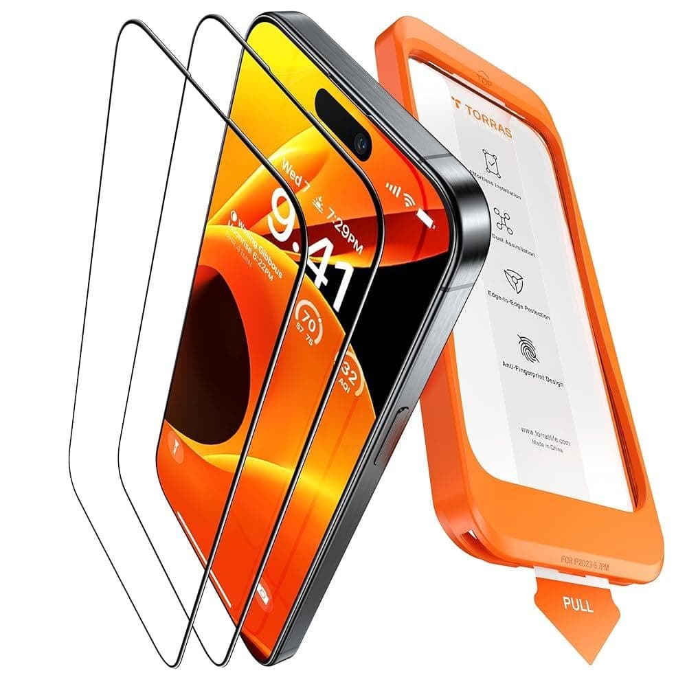 TORRAS für iPhone 16 Pro für Panzerglas [TOP Stoßfest] Schutzfolie für iPhone 16 Pro Folie 9H+ Schutzglas Absolut Anti-Fingerabdruck [0 Blasen & 0 Staub Montage], Kompatibel mit Hülle, 2 Stück