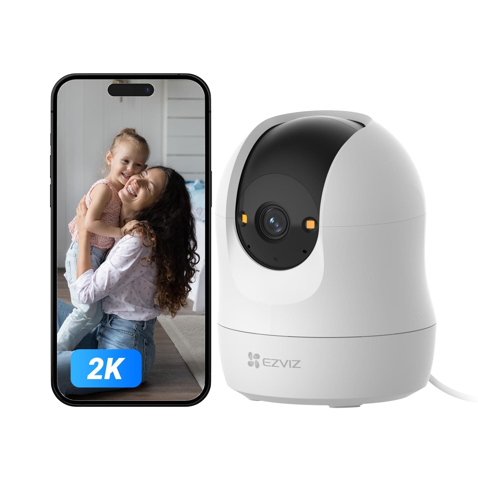 EZVIZ C6N G1 2K Telecamera Wi-Fi Interno, 3MP Videocamera Sorveglianza Interno Pan/Tilt/Zoom, Rilevamento di Persone, Visione Notturna a Colori con WDR, Audio Bidirezionale