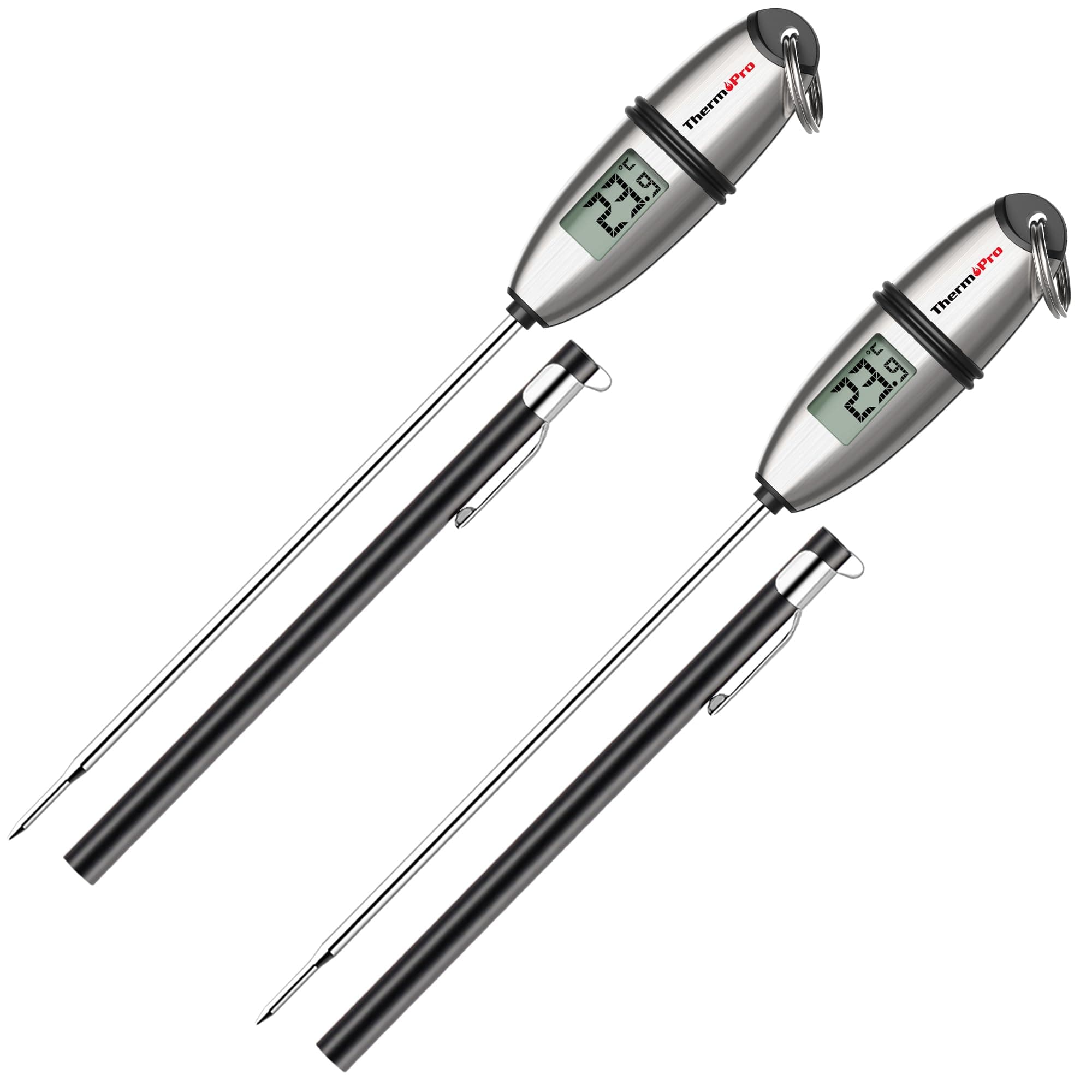 ThermoPro TP02S-2 Thermomètre de Cuisson Numérique 5 Secondes Thermometre Instantané Thermomètre pour Boissons Chaudes Lait Les Confiseries avec Longue Sonde