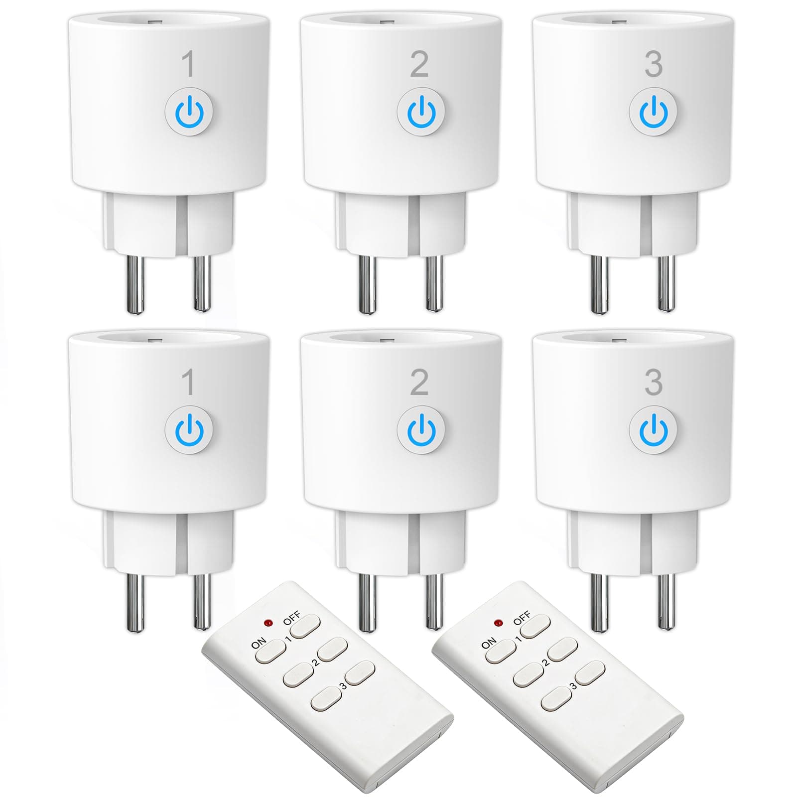 Prise Télécommandée sans Fil ANTELA 16A 3680W, 6+2 | 30M Portée de la Télécommande