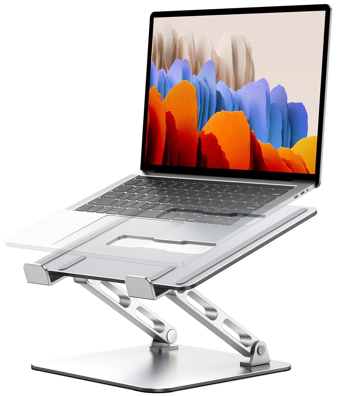 Babacom Supporto PC Portatile Ergonomico da Scrivania, Laptop Stand con Supporto a Doppia Asta e Altezza Regolabile, Porta PC Postazioni di Lavoro per Computer Compatibile con MacBook Air Pro (10-16")