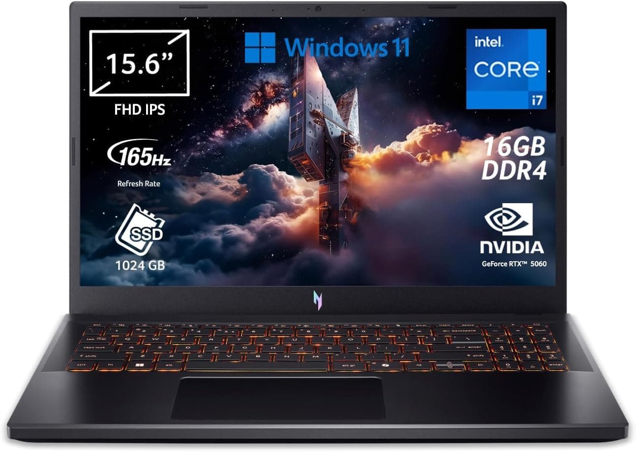 acer Nitro V 15 I PC Portable Gaming 15.6" FHD I NVIDIA GeForce RTX 5060 I Intel Core i7-13620H (13è gén.) I 16Go RAM DDR5 I 512Go SSD I Windows 11 Home I Noir I Clavier FR AZERTY I ANV15-51-5678
