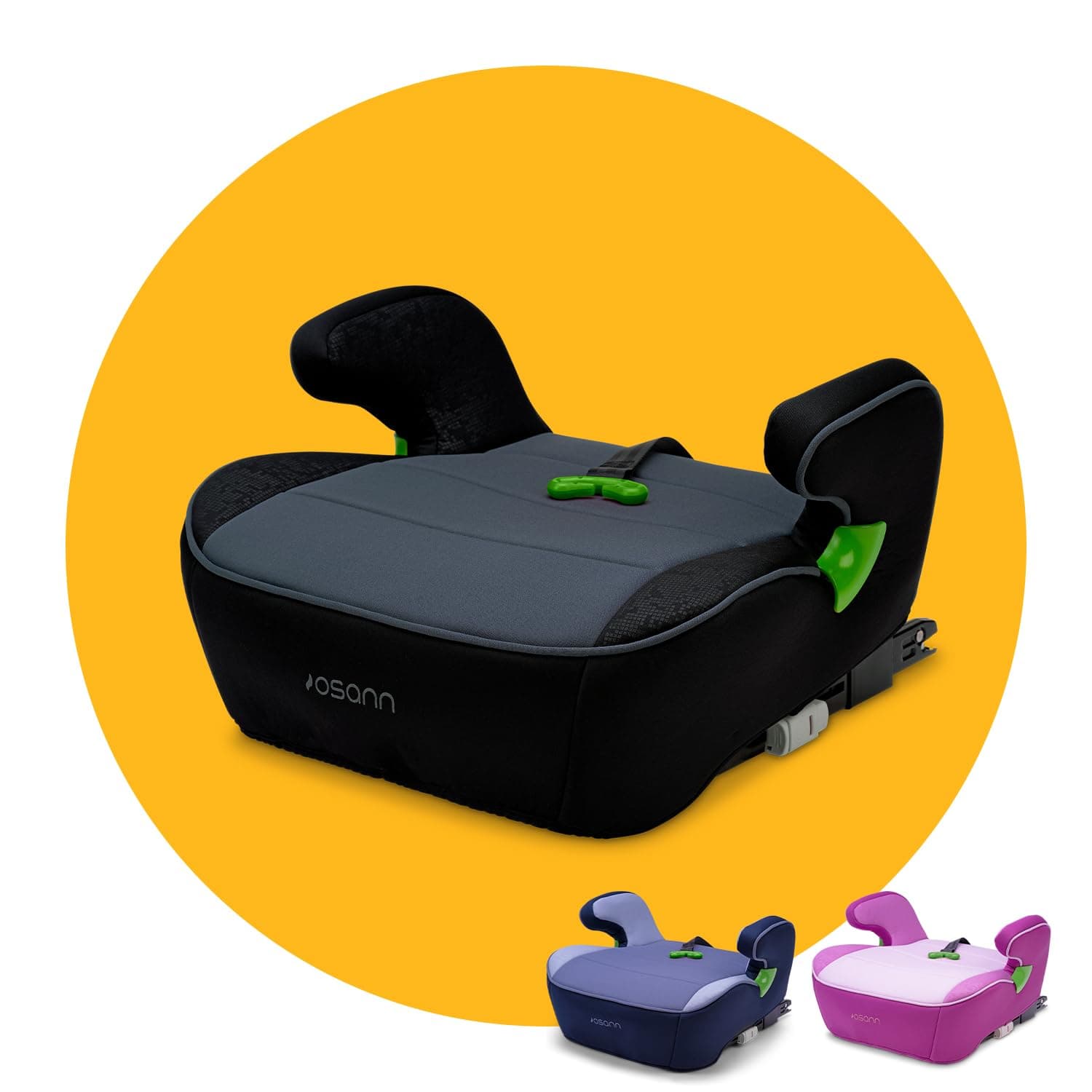Osann Junior Isofix Gurtfix –Sicher & bequem wie nie: Sitzerhöhung Auto Kinder (126-150 cm) mit innovativer Gurtfix-Technologie, ergonomischer Sitzfläche & Isofix-Option - Pixel Black