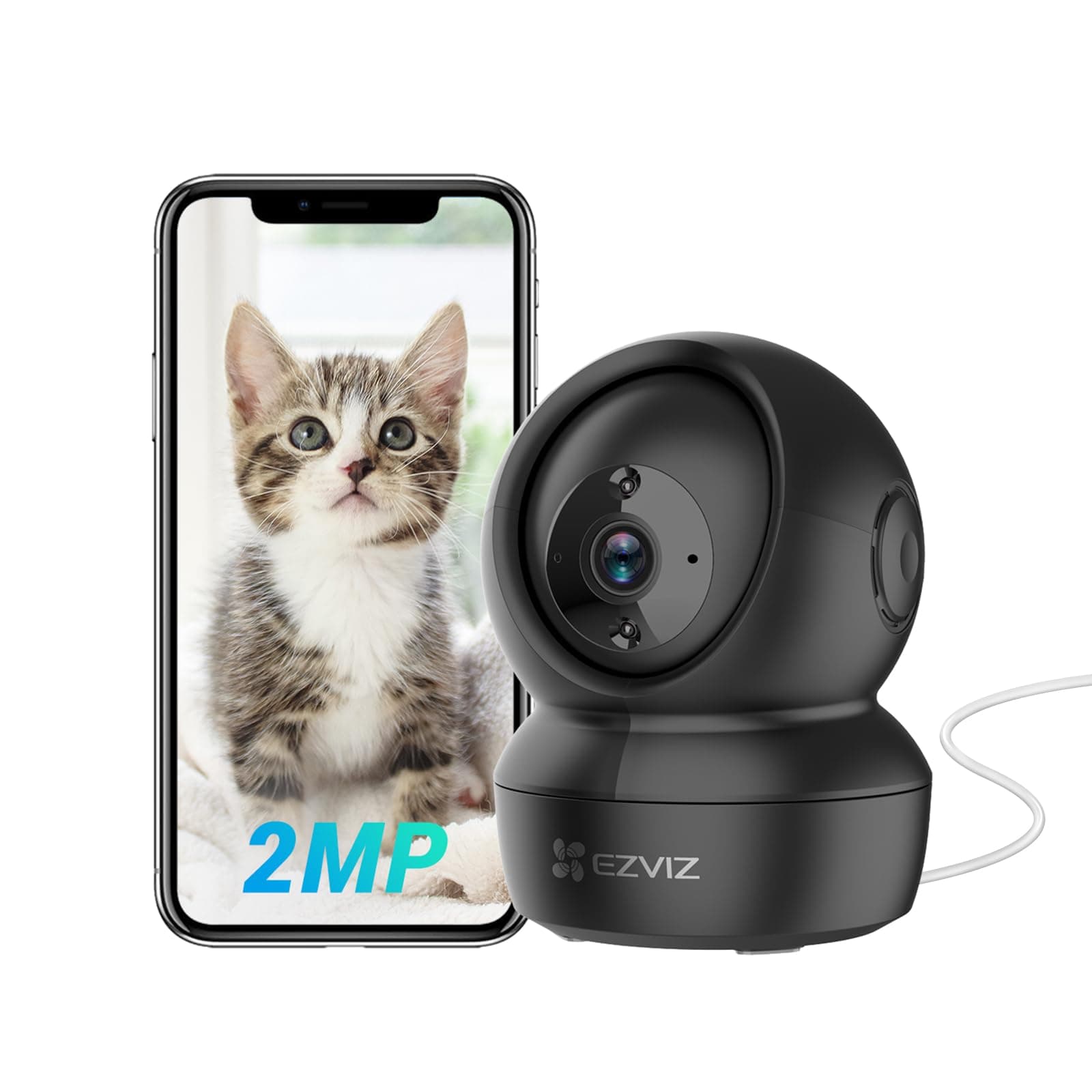 EZVIZ C6N Telecamera Wi-Fi Interno 1080p Videocamera Sorveglianza Interno Pan/Tilt/Zoom Compatibile con Alexa, Rotazione a 360°, Visione Notturna, Tracciamento del Movimento e Audio Bi-direzionale