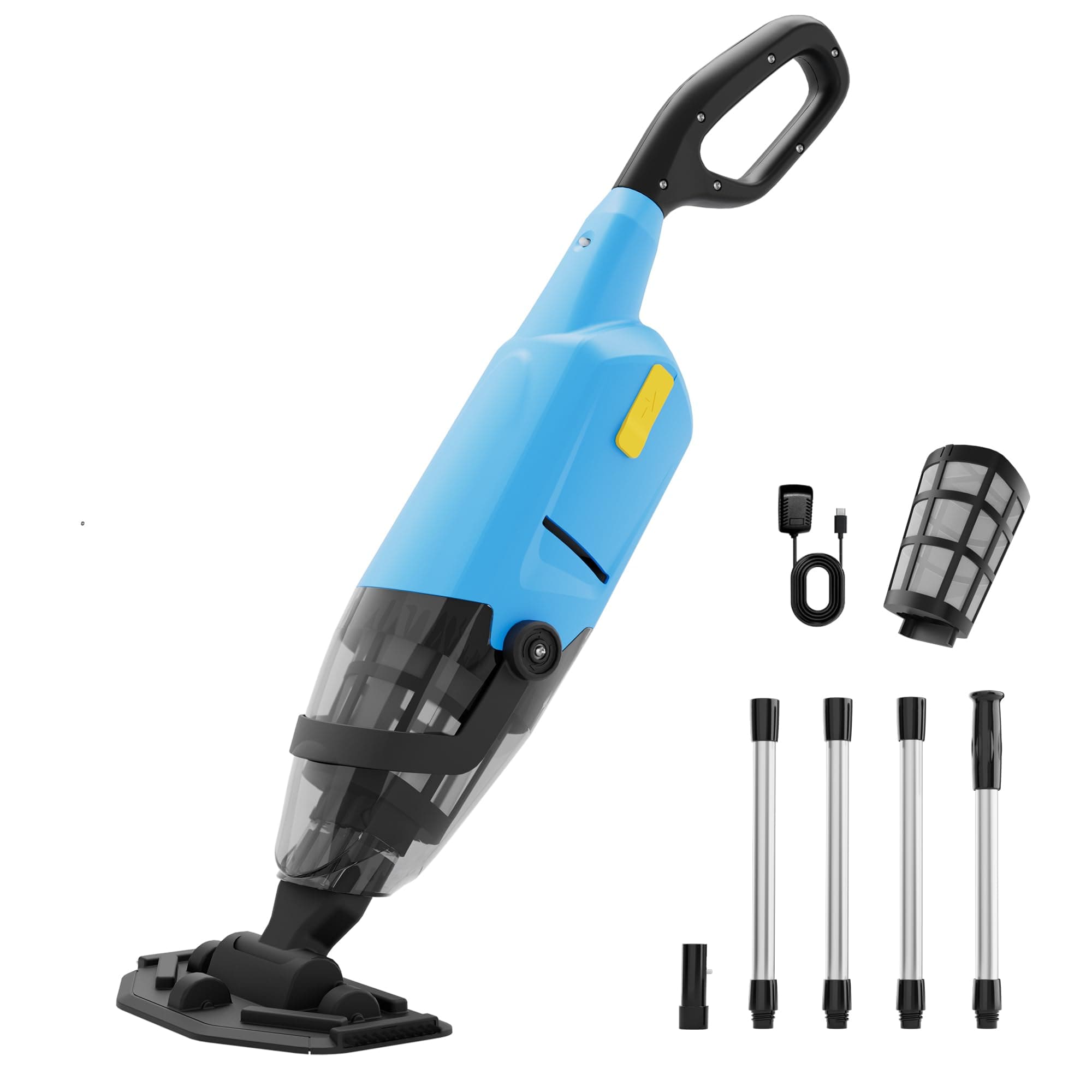 Aspirateur à main sans fil pour piscines hors-sol et jacuzzis – Nettoyeur de piscine rechargeable avec 60 minutes d'autonomie, tige télescopique et filtre fin, pour spa, jacuzzi et piscines hors sol
