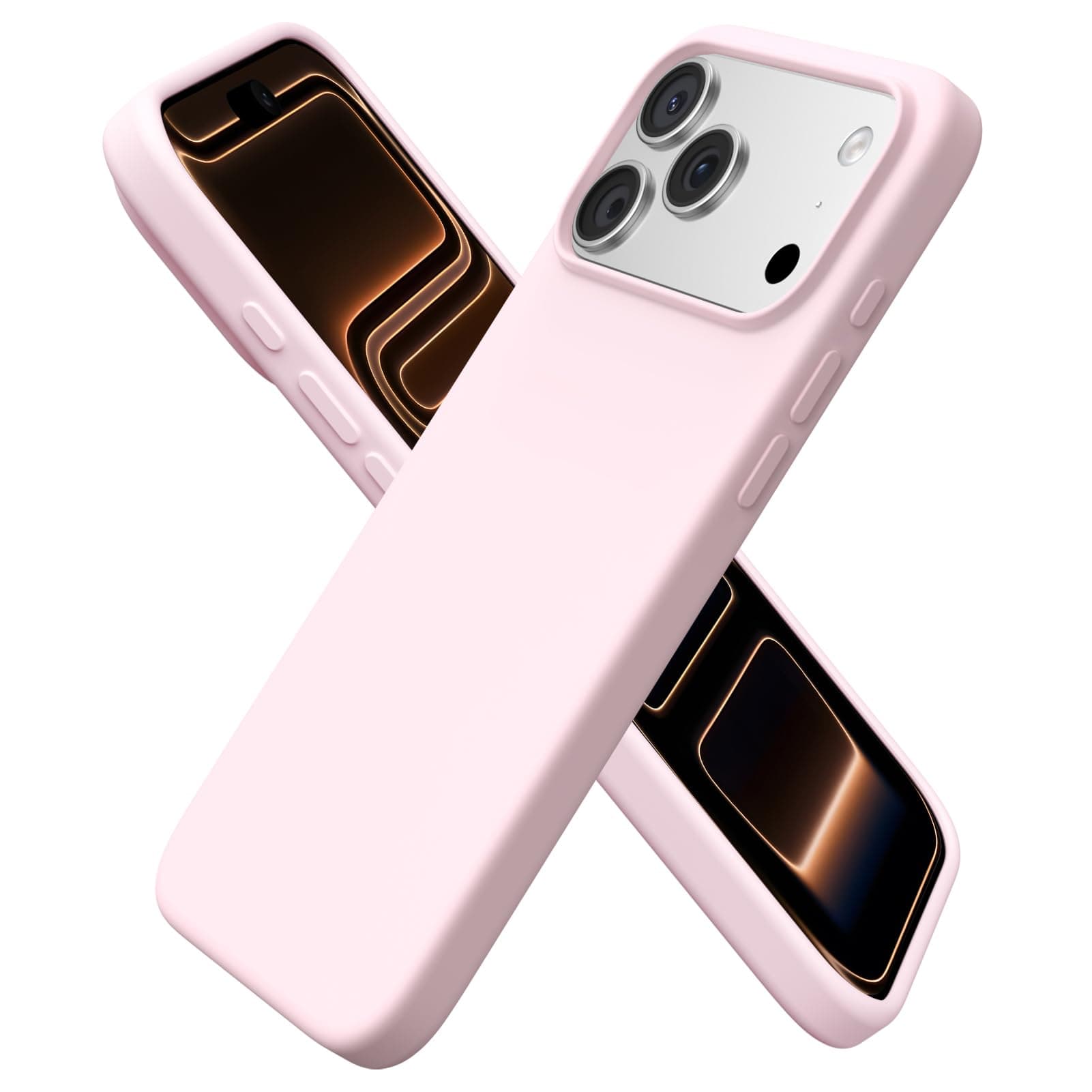 ORNARTO Coque pour iPhone 17 Pro Max (6,9") - Silicone Liquide Anti-Dérapant, Protection Anti-Choc Complète, Intérieur Doux Microfibre - Rose