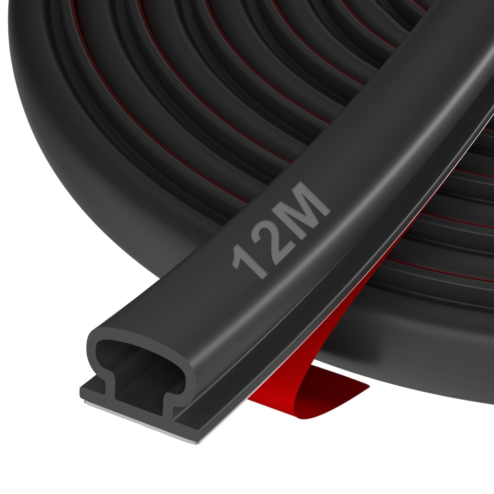 Hzetuu Guarnizione Adesiva per Finestre e Porte - Isolamento Termico e Acustico, Anti-Spifferi, Facile Applicazione, Resistente agli Agenti Atmosferici, Ideale per Casa e Ufficio, 12m, nero