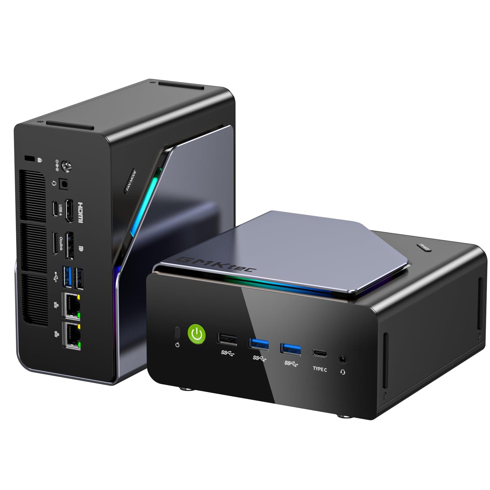 Mini PC Gaming AMD Ryzen 7 H 255 (upgrade 8745HS, hasta 4,9 GHz), Mini PC barebone (NO RAM NO SSD) compatible con DDR5, PCIe 4.0 x4, USB4.0, LAN 2.5G, Cuádruple 4K, OCuLink – Gaming, Oficina y Empresa