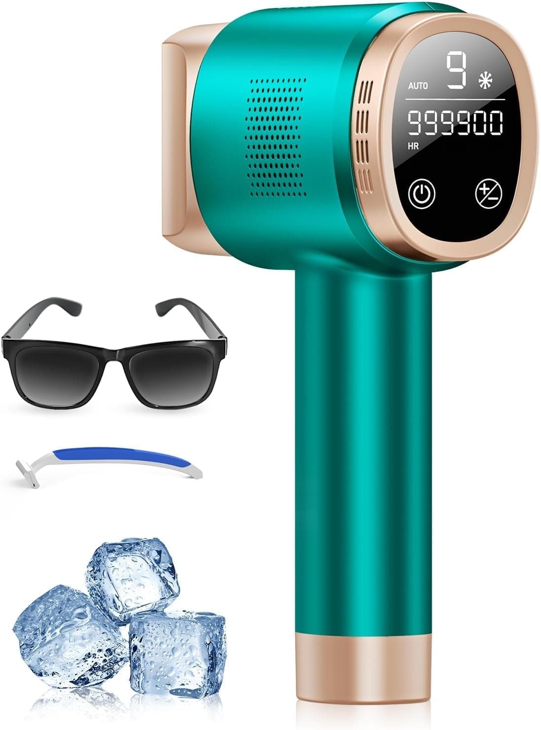 Epilatore Luce Pulsata con Funzione di Raffreddamento a Ghiaccio, Schermo LCD Touch,Modalità di Scorrimento Automatico, Epilatore a Luce Pulsata per Donne e Uomini,Viso, Ascelle, Bikini,Corpo