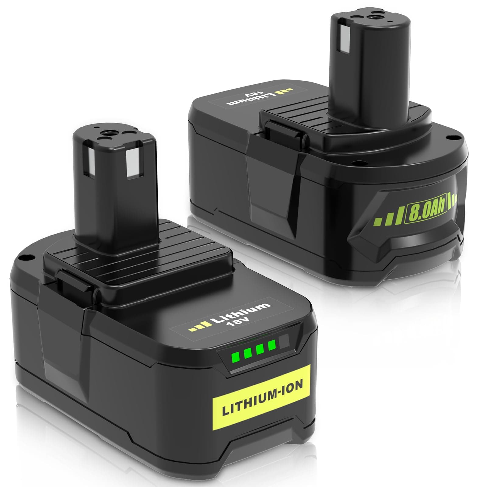 2 pièces 8000mAh Remplacement pour Ryobi Batterie 18V 8.0Ah RB18L50 P108 RB18L40 RB18L25 RB18L15 RB18L13 P107 P104 P102 P103 (2X 8.0Ah Batterie)