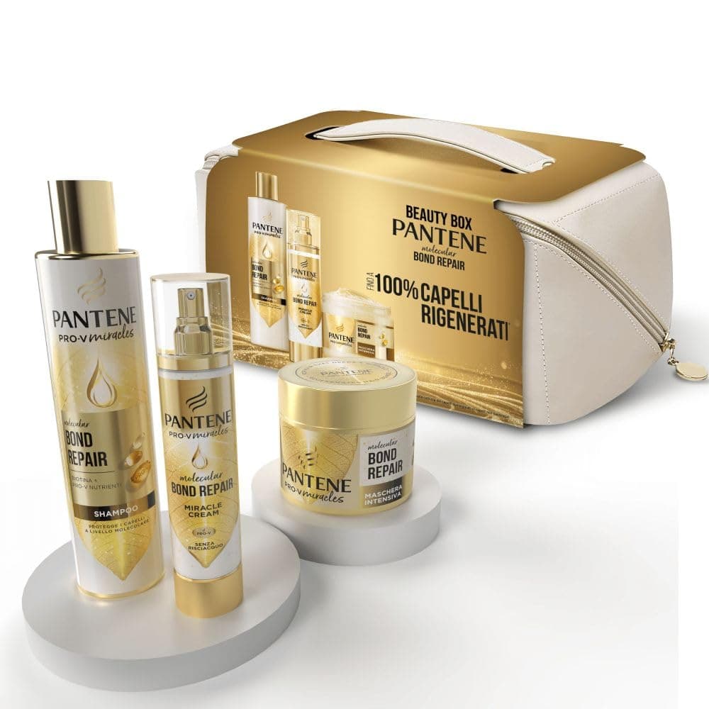 Pantene Pro-V Miracles Set Regalo Beauty Case + Linea Bond Repair Shampoo 250ml, Maschera 300ml, Siero 90ml, Ripara I Legami Dei Capelli Dannegiati, Per Capelli Sani E Lucenti