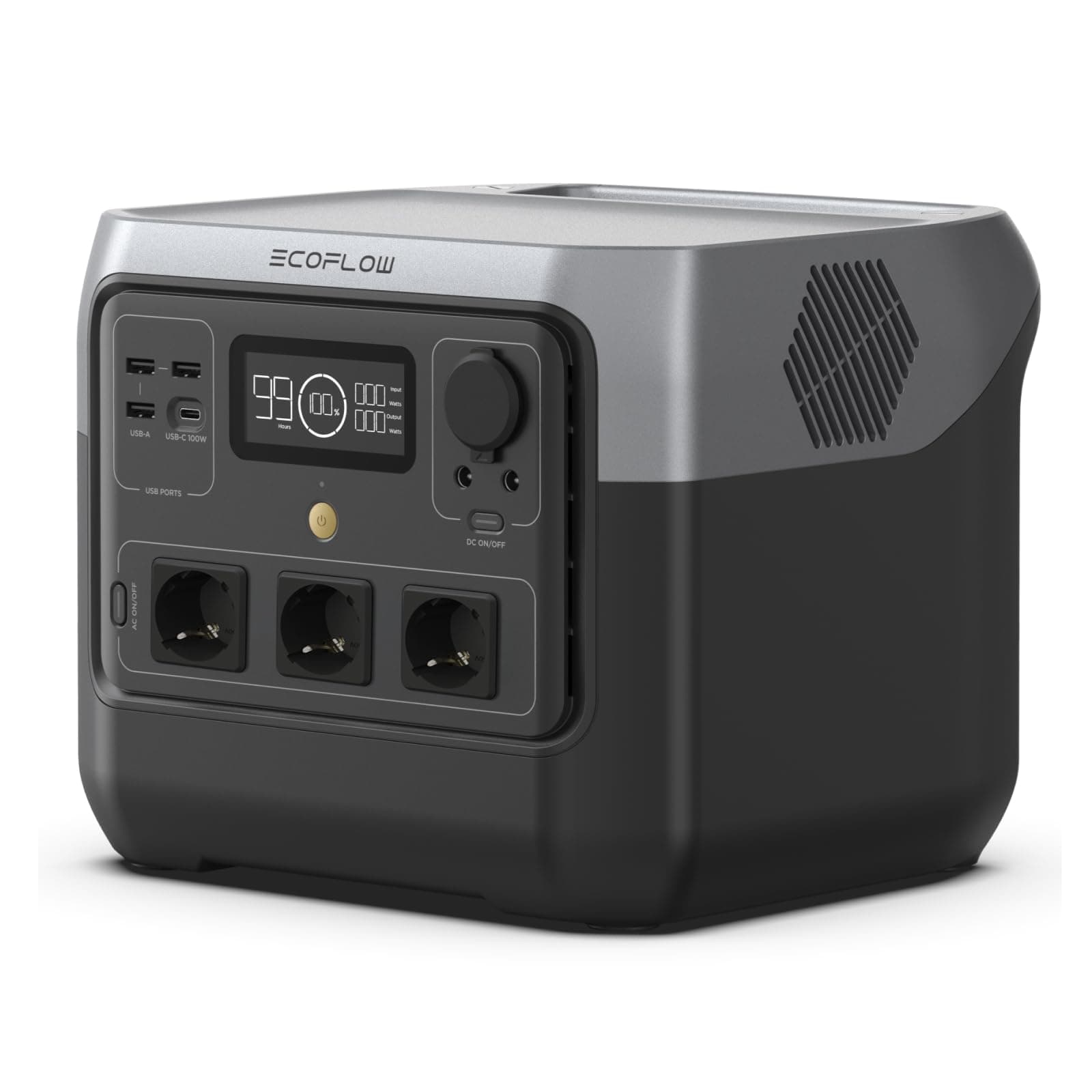 Station électrique portable EF ECOFLOW RIVER 2 Pro, batterie LiFeP04, 768 Wh, charge rapide en 70 min, 3 prises CA de 800 W, générateur solaire pour camping extérieur/camping-cars