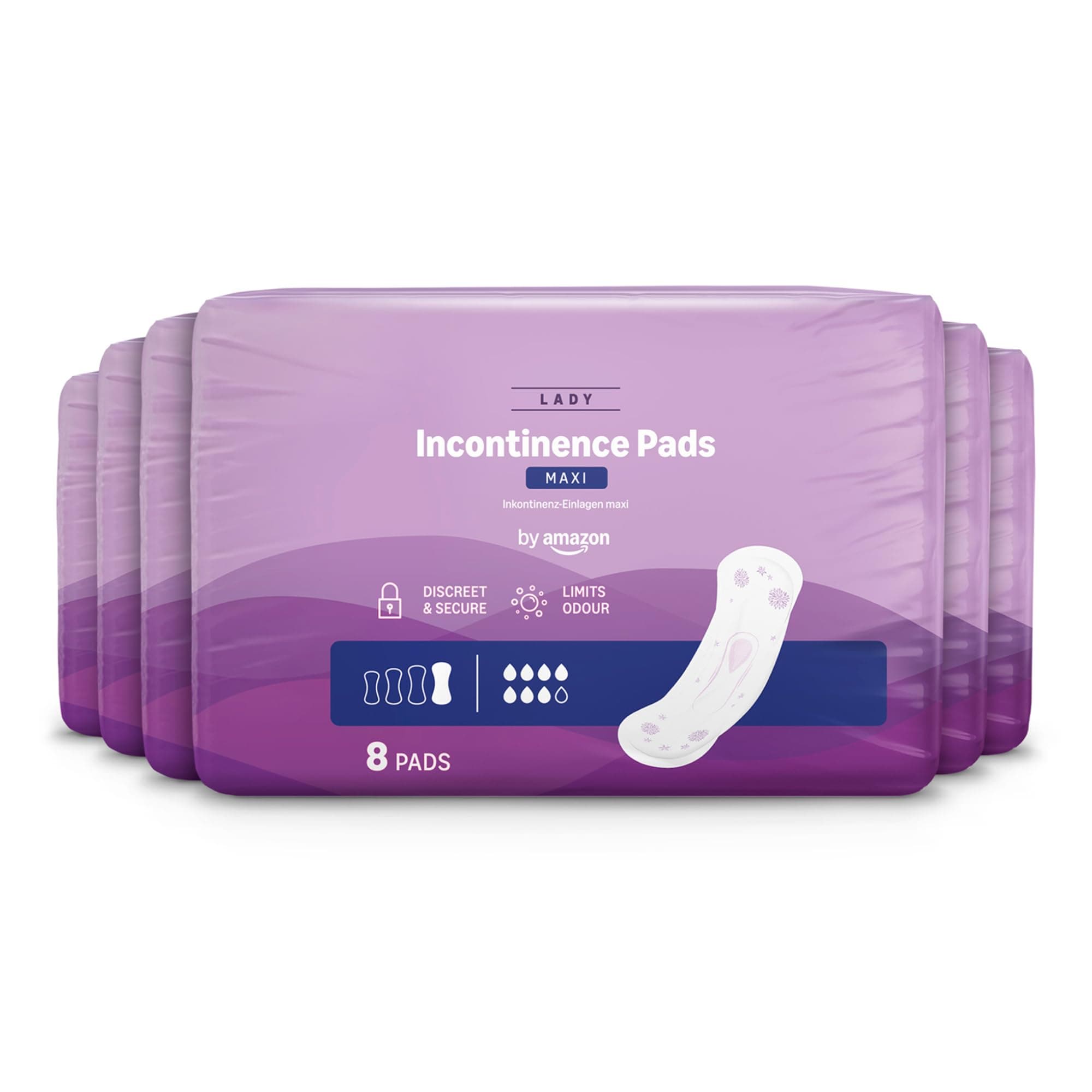 by Amazon Incontinence Serviettes Maxi, Sans parfum – 48 pièces, 6 lot de 8, (Anciennement une marque Amazon Basic Care, l'emballage peut différer)