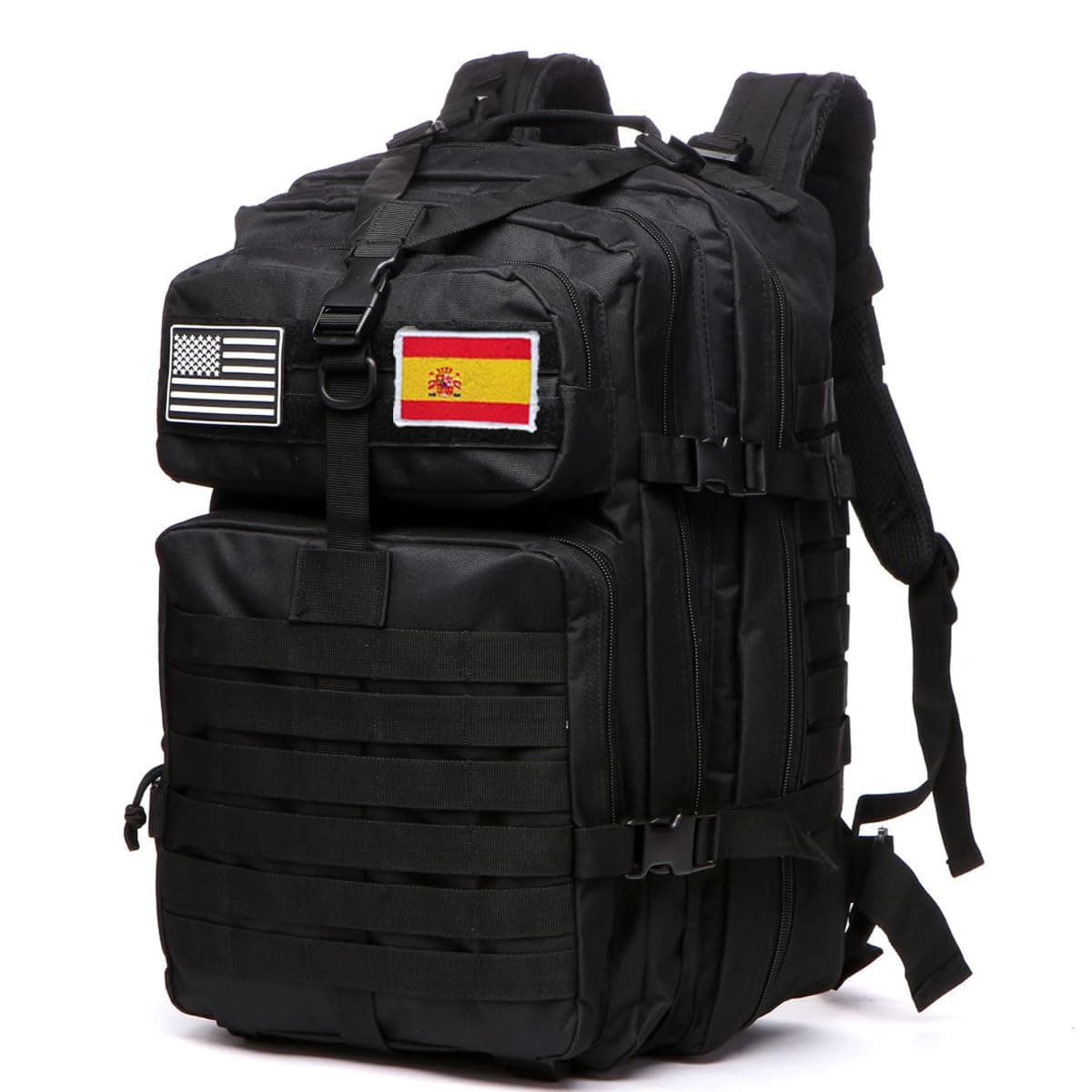 GUJOIN Mochila Tática 50 Litros con Sistema Molle - Gran Capacidad Militar Impermeable para Emergencias de 3 Días Caza Senderismo y Acampadas - Mochila para Actividades al Aire Libre (Negro)