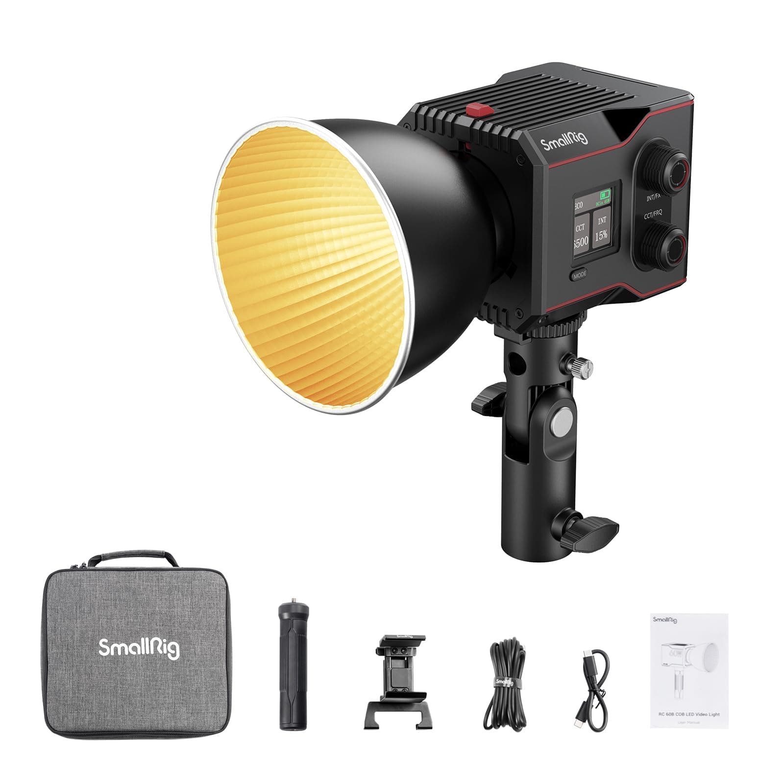 SMALLRIG RC 60B COB Vidéo Light avec 3400mAh Batterie Intégrée et Charge Rapide Type-C PD, Lampe Vidéo LED Bicolore Portable pour Prise de Vue en Mouvement, Lumière de Sortie Continue - 4376