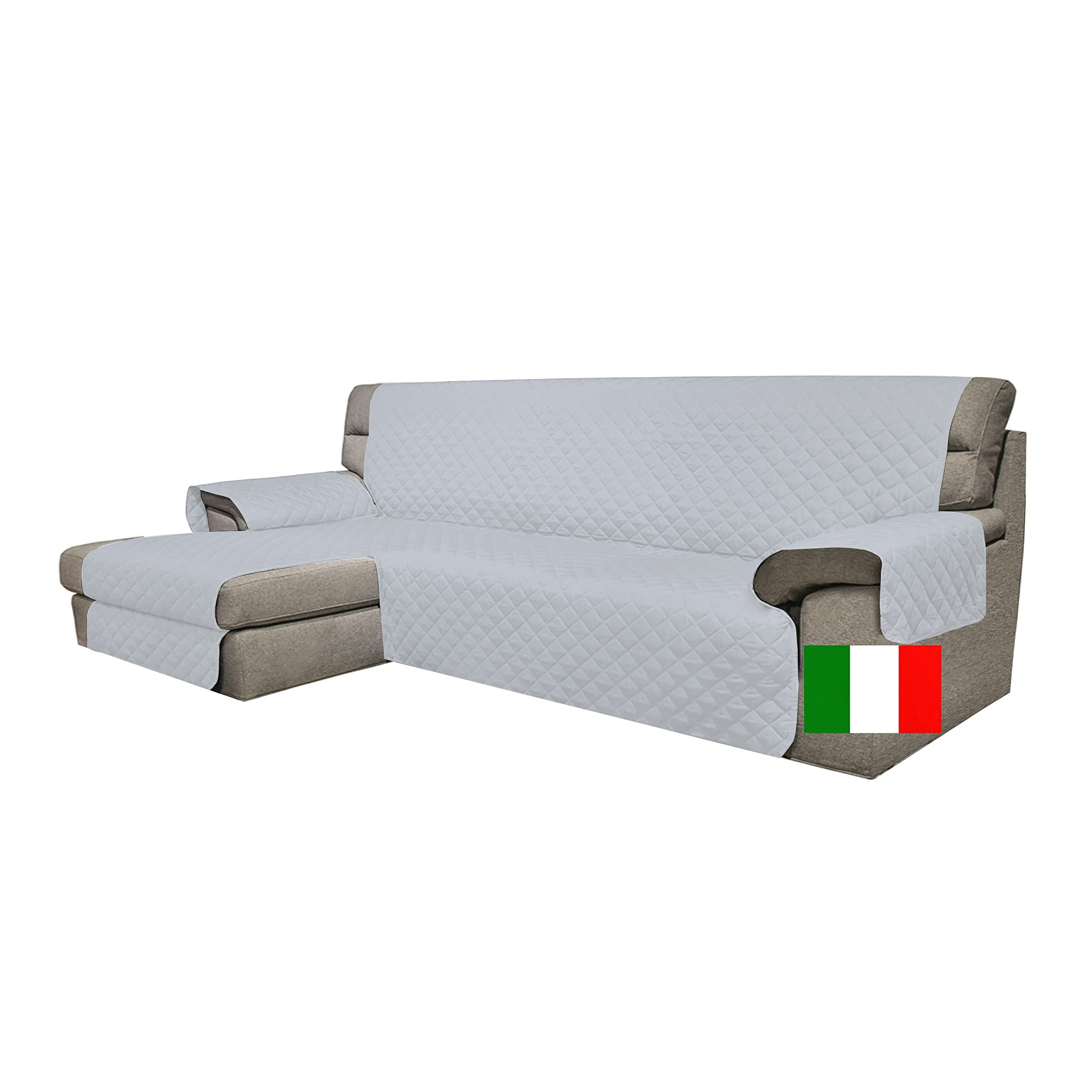 Moonange Copridivano 3 posti con Penisola Seduta 240 cm Impermeabile Salva divano Angolare Antiscivolo Antimacchia Reversibile Antigraffio Antipelo Grigio Chiaro