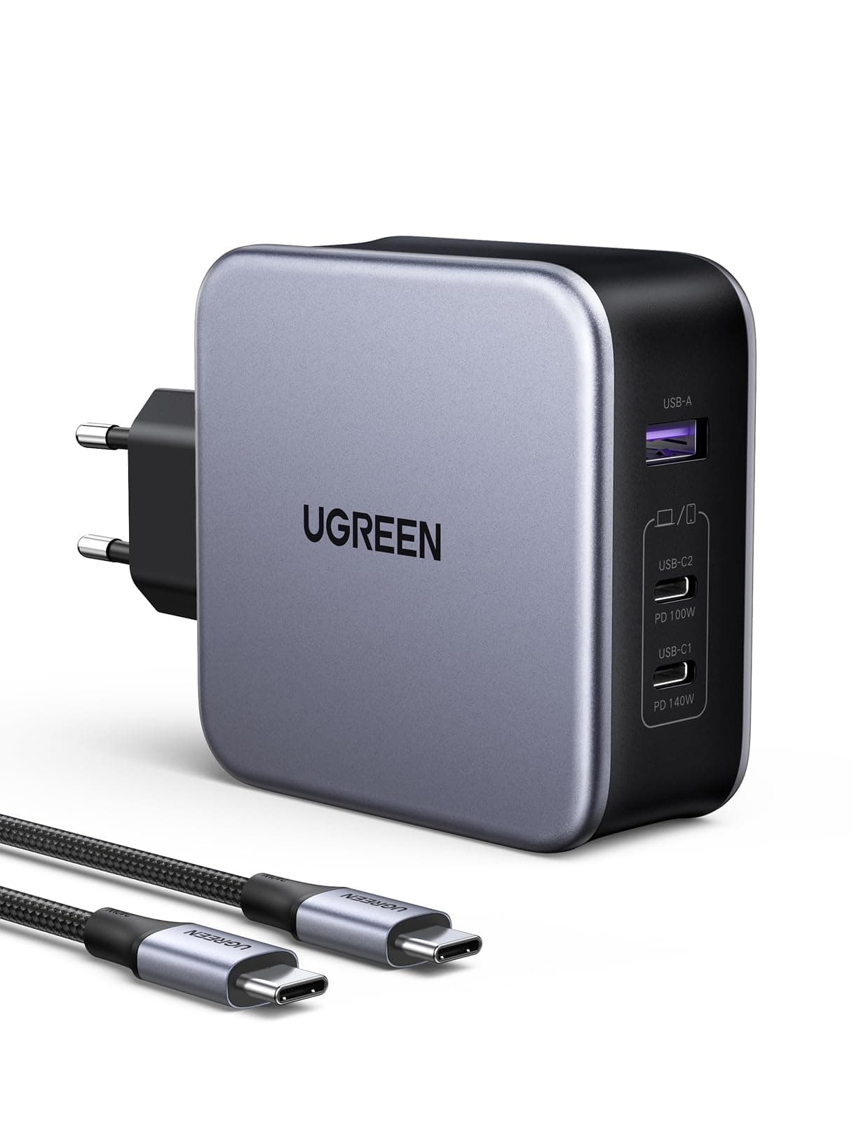 UGREEN Nexode 140W PD 3.1 Chargeur USB C Rapide 3 Ports GaN Tech Prise USB C Compatible avec iPhone 17 Pro Max Air 16 Plus 15 14 13 12 Galaxy S25 S24 S23 Pixel 9 8 7 iPad MacBook Air Pro M4 M3 M2 M1