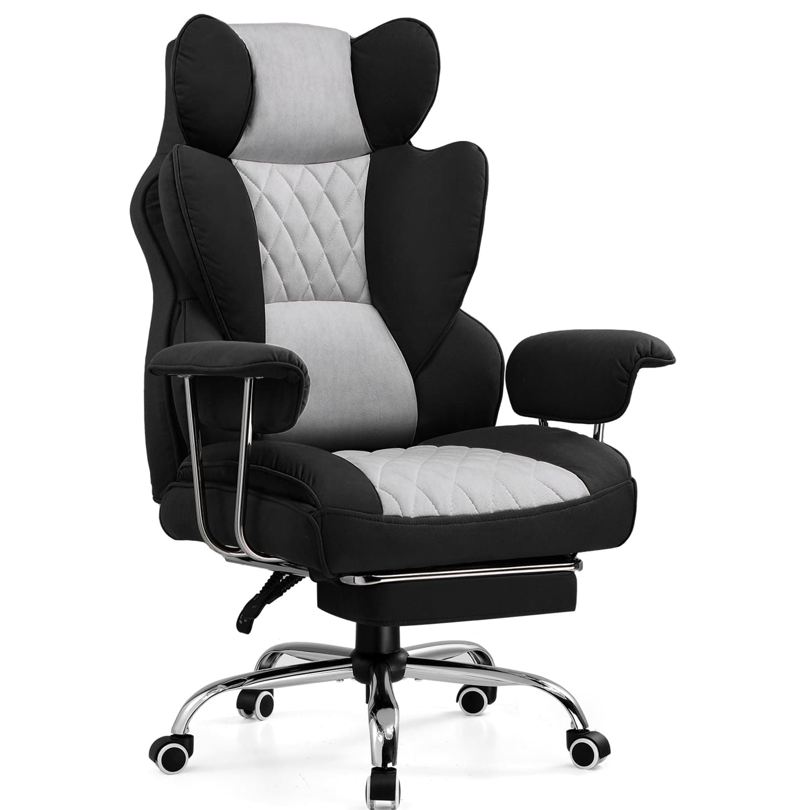 GTPLAYER Silla Gaming Silla Gamer Ergonómicas Reclinables con Reposapiés Silla Ordenador Altura Regulable Silla Oficina para Trabajar (Negro-Gris)